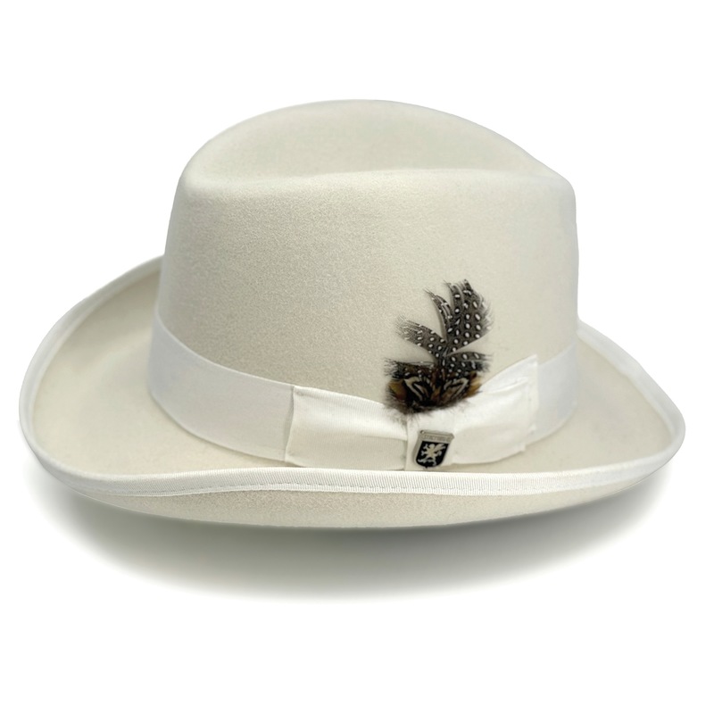 Stacy Adams Men's Harvey Homburg Hat with Feather Accent - MIDNIGHT VELVET CATALOG