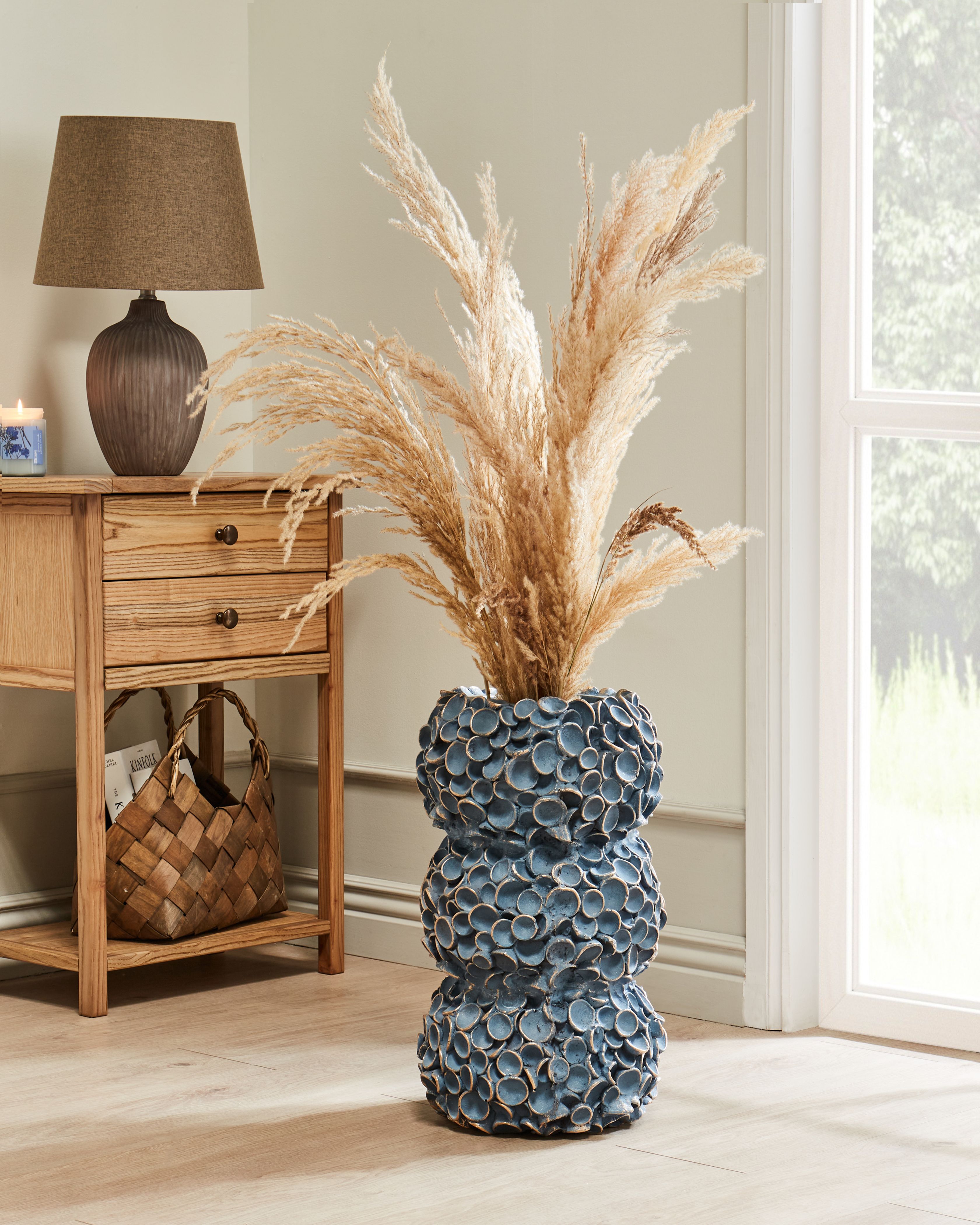 Flower Vase MUZAKI Ceramic 52 cm Blue