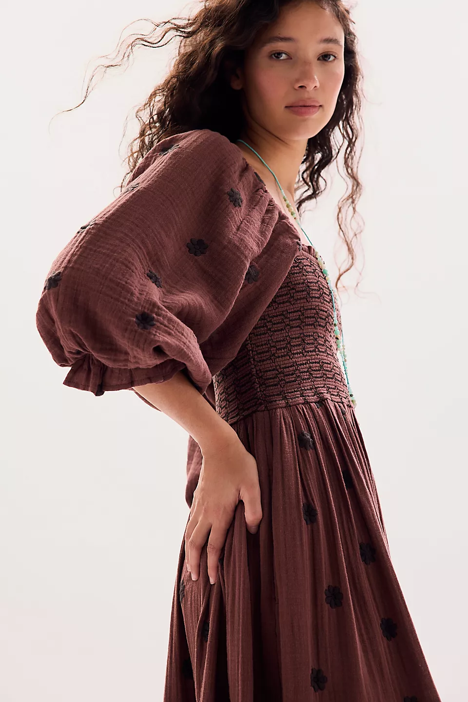 Dahlia Embroidered Maxi Dress-Burgundy Road