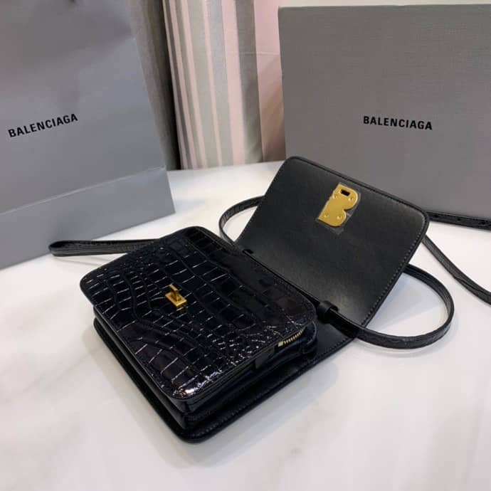 Balenciaga Crocodile Embossed Box Replica Shoulder Bag - Replicaclubs