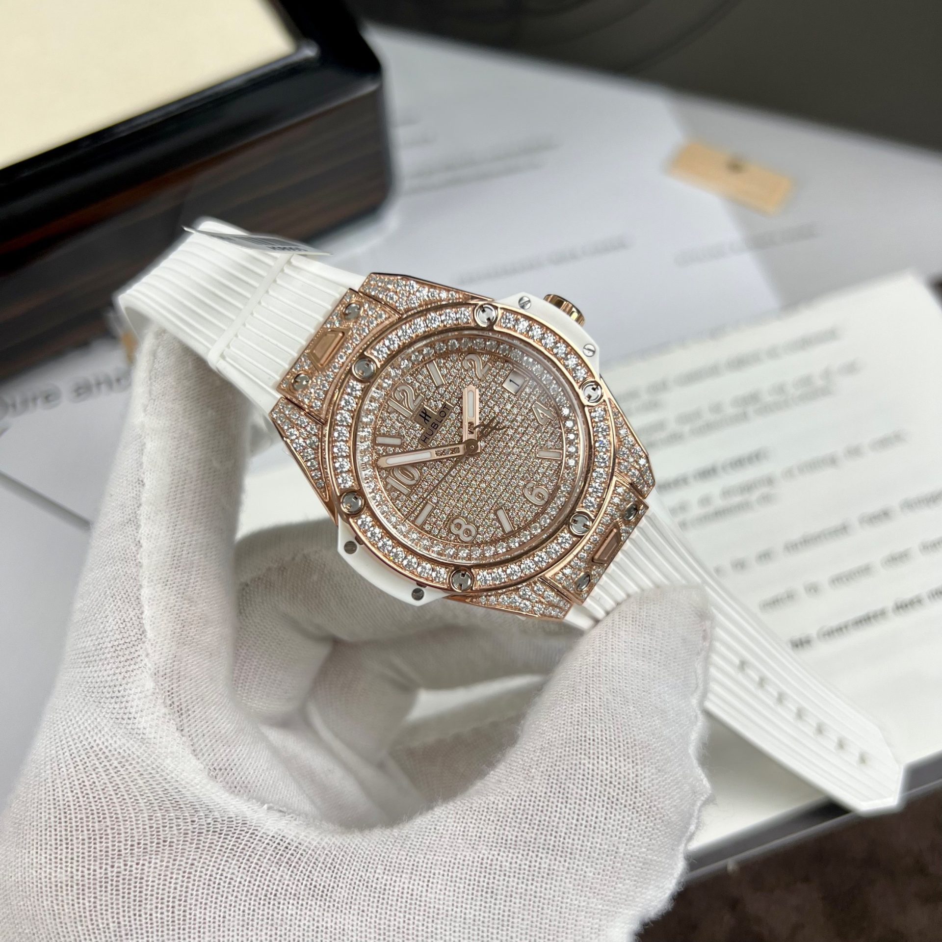 Hublot Replica Watch Big Bang One Click Custom Full Moissanite Diamonds 39mm - Elite Watch Atelier