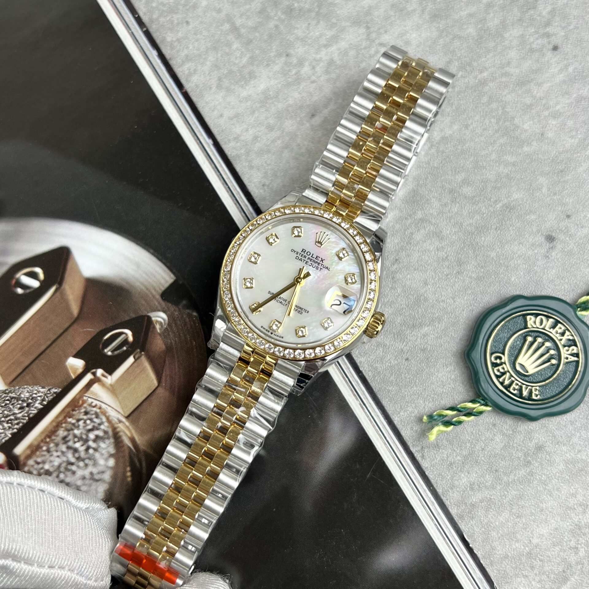 Rolex Best Replica Watch DateJust Mother of Pearl Dial Demi Gold Dial 31mm - Elite Watch Atelier