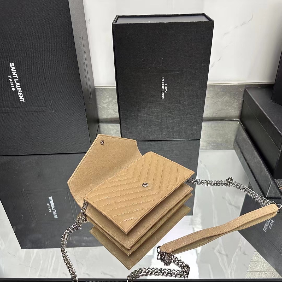 YSL Chain Shoulder Bag  - Beige Leather & Silver Hardware1:1High-quality replica