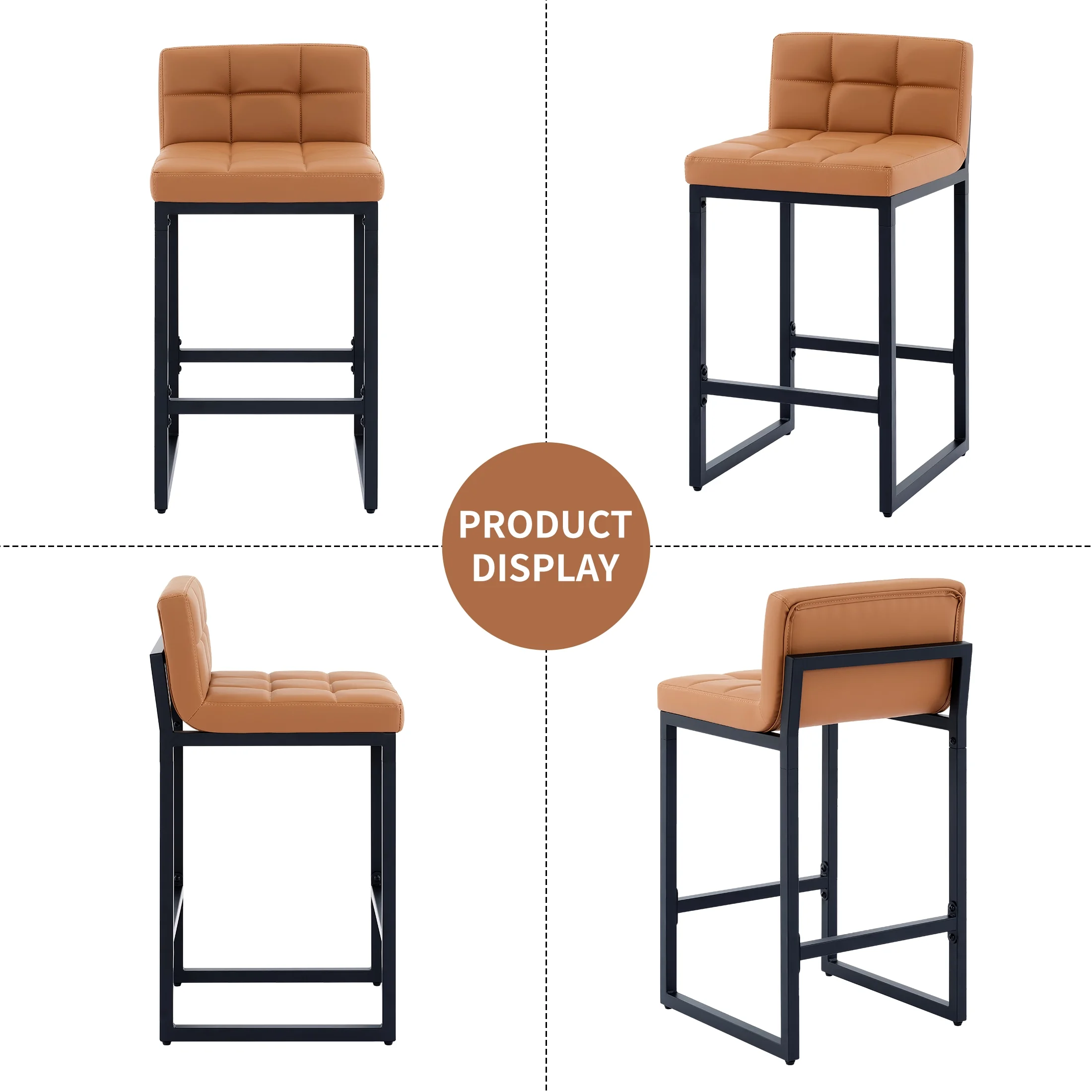 FIRAVOE Bar Stools Set of 3, Counter Height Bar Stools (Low Back)(Thickened Frame) 26" PU Leather Barstools Bar Chairs for Kitchen Island, Black - Image 42