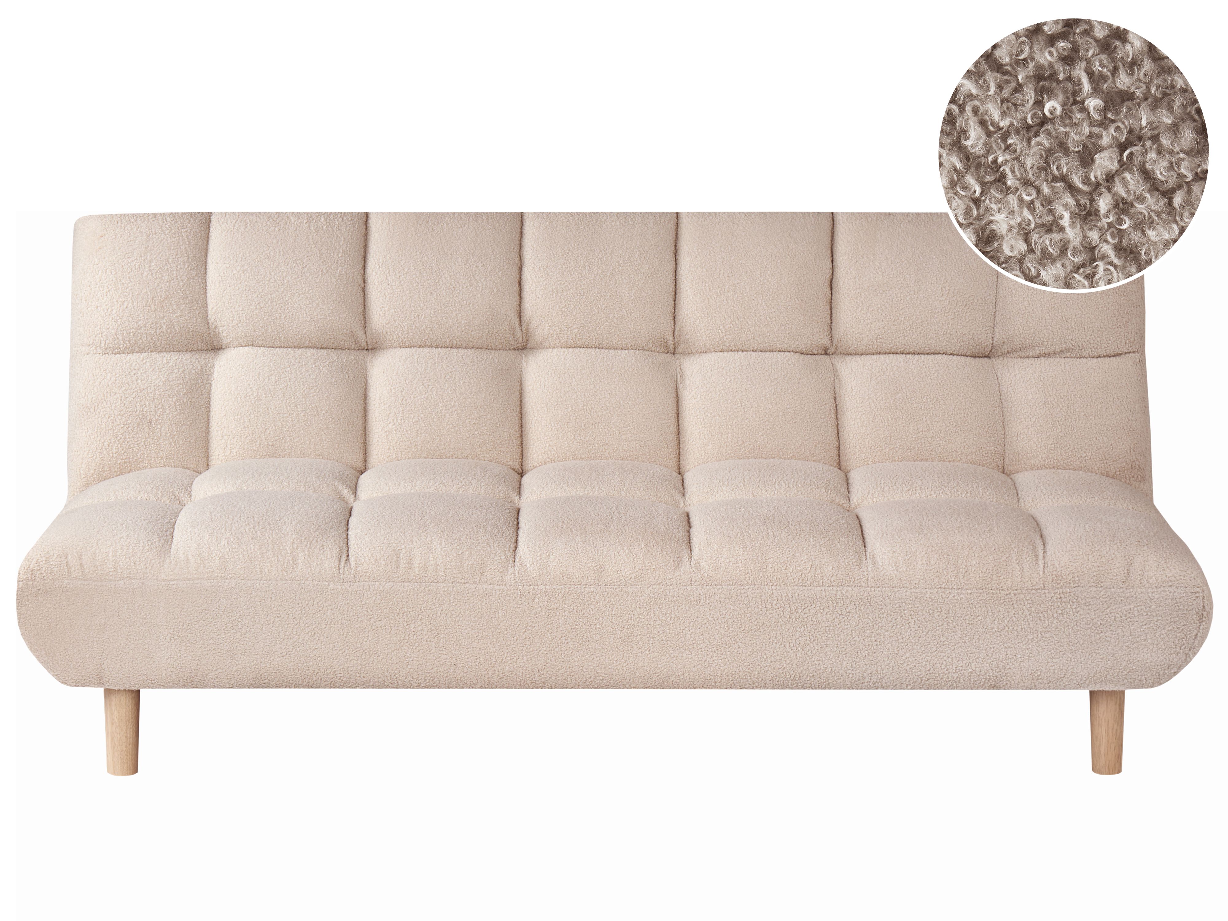 Sofa Bed 2 Seater RISOR Boucle Beige