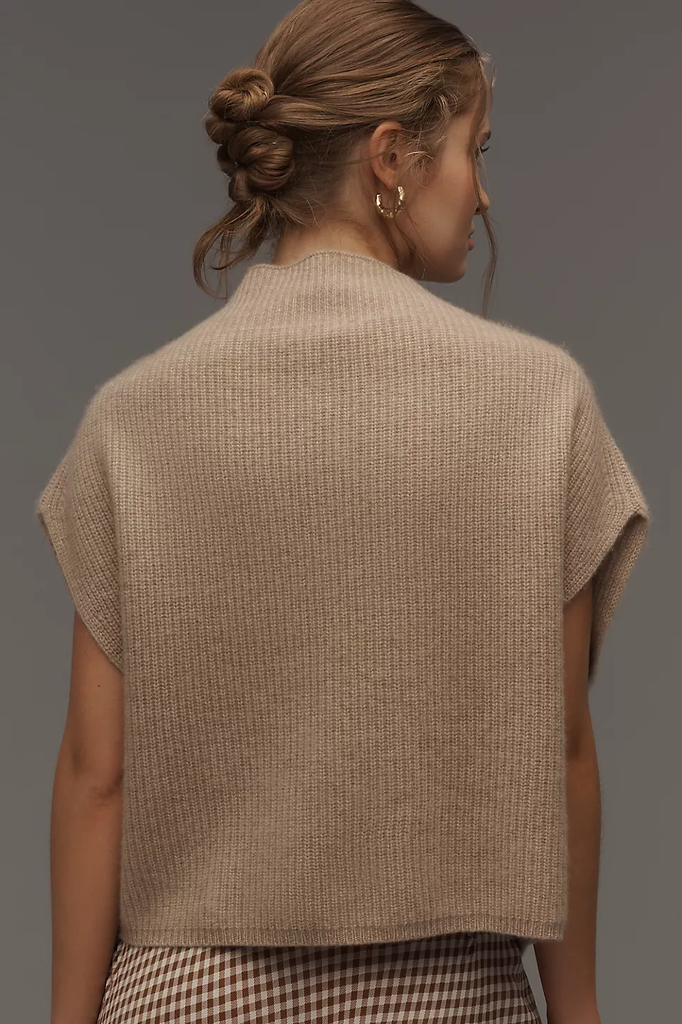 100% Cashmere Poncho Sweater Vest - Beige