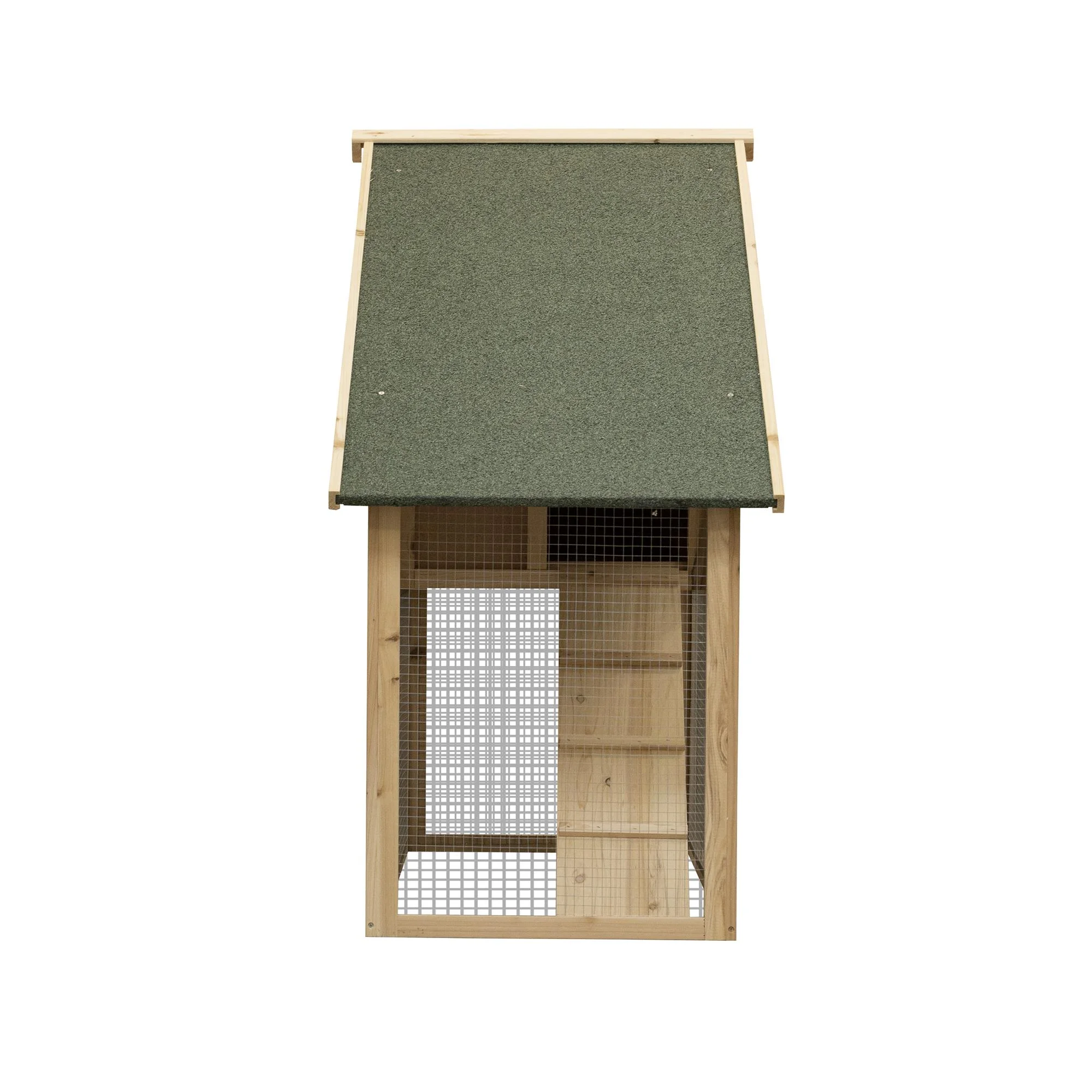 Pefilos 55" 2 Story Rabbit Hutch with Ramp, Tray, Wood Bunny Cage Poultry Chicken Coops, Beige - Image 12