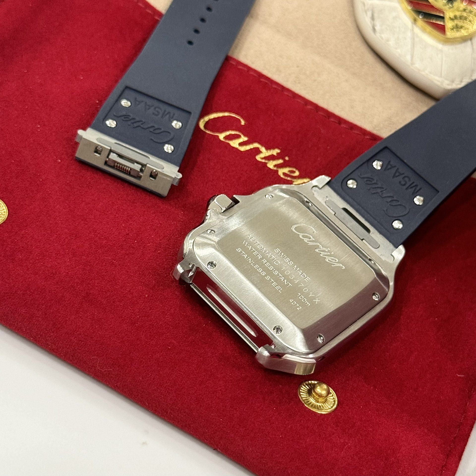 Cartier Santos Replica 1:1 Watch Rubber Blue Strap BV Factory 39.8mm - Top club