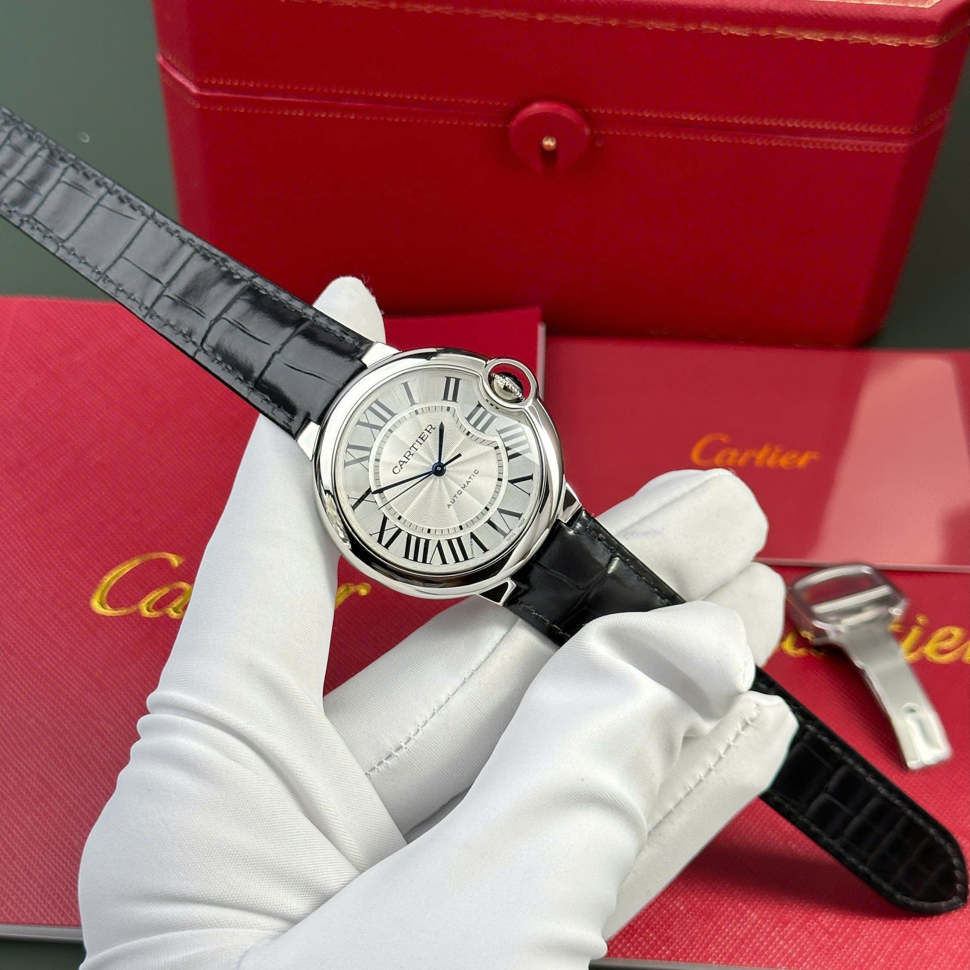 Cartier Ballon Bleu Replica 11 Watch White Dial Leather Strap AF Factory 36mm - Elite Watch Atelier