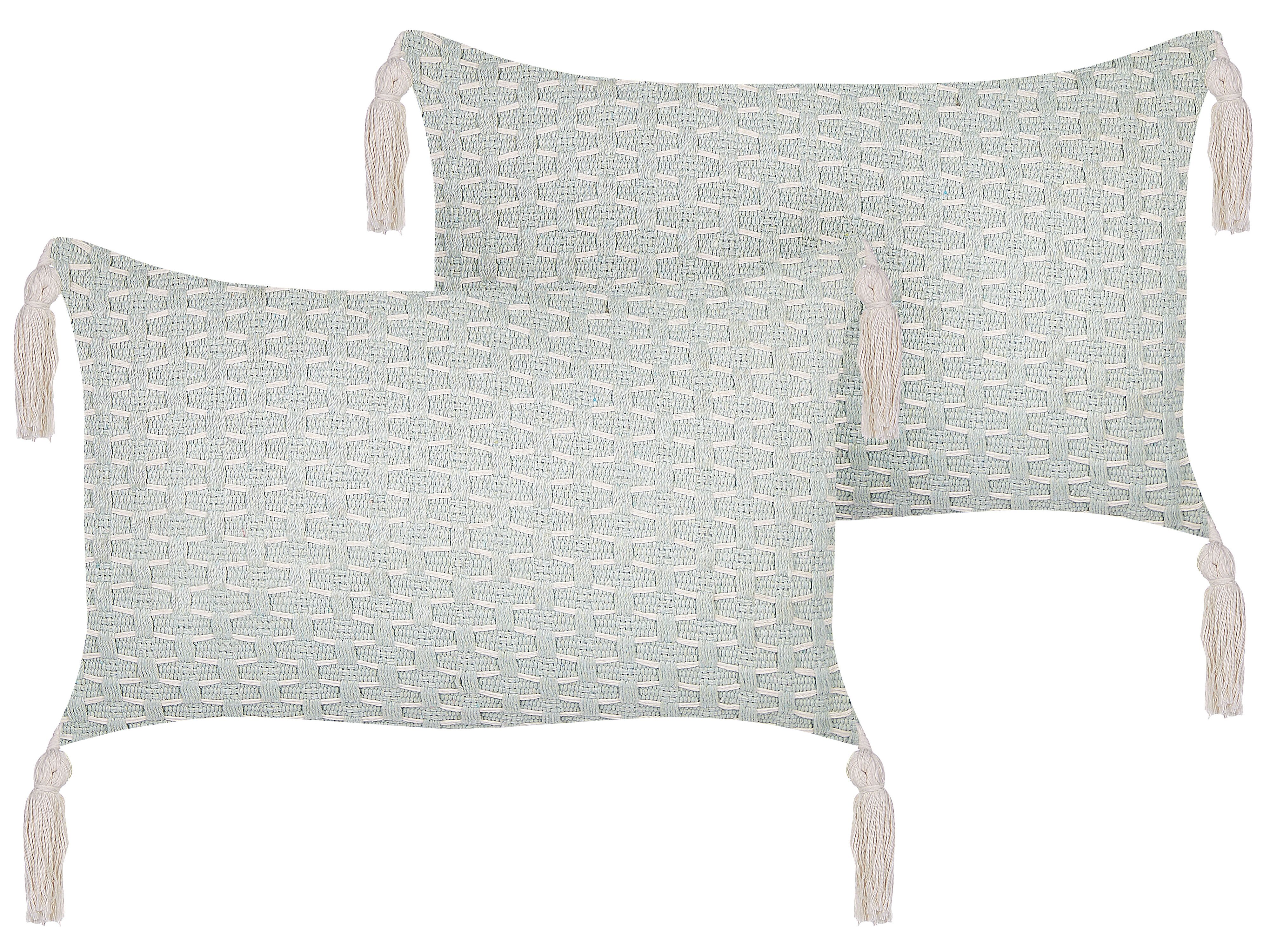 Set of 2 Decorative Cushions HAKONE 45 x 25 cm Mint Green Geometric Pattern