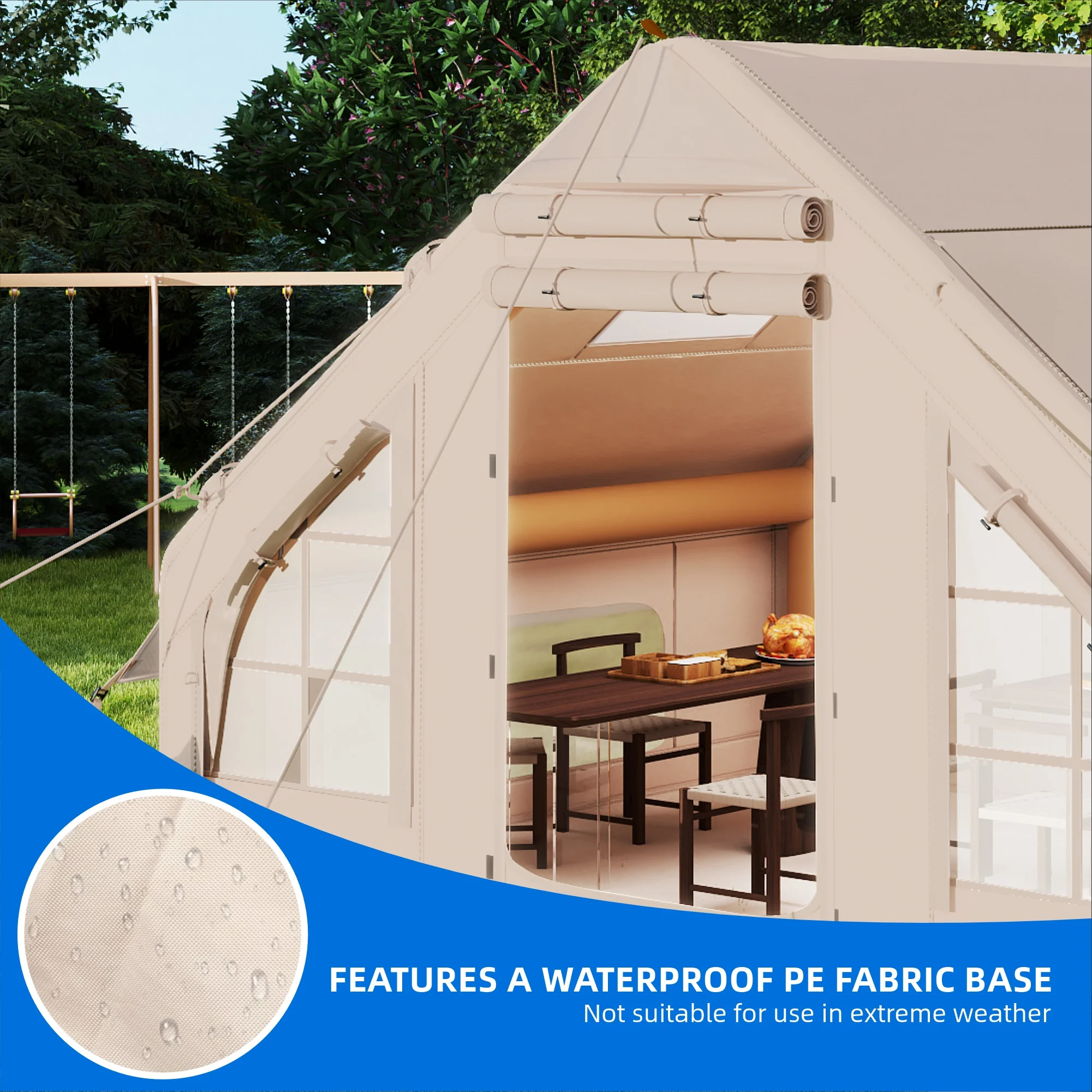 Dextrus Inflatable Camping Tent with Pump, Glamping Tents, Easy Setup 4 Season Waterproof Windproof Outdoor Blow Up Tent, Suitable for 2-6 people - Image 4