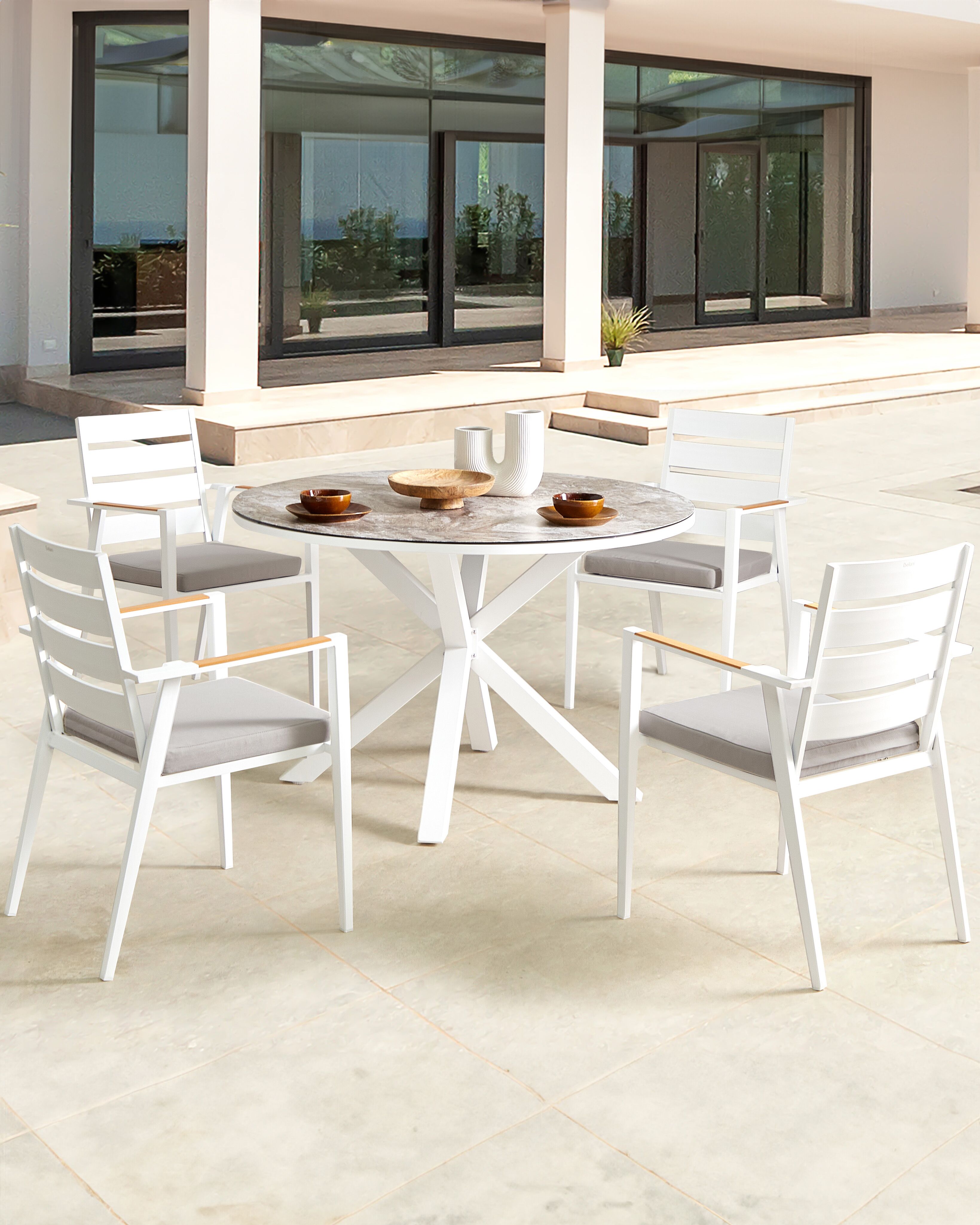 Set of 4 Garden Chairs with Cushions TAVIANO Metal Grey