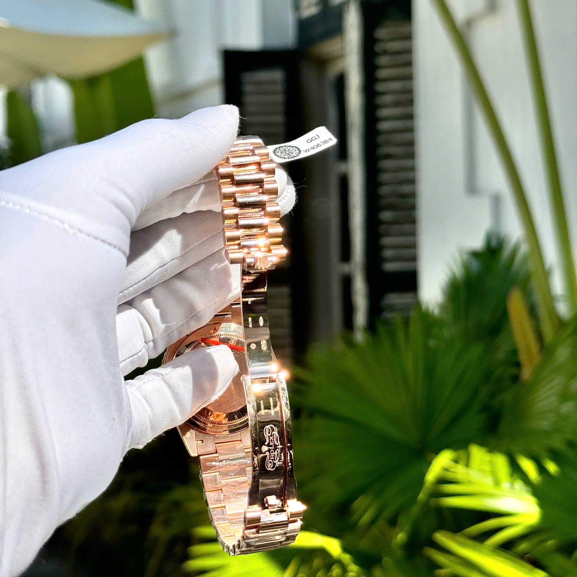 Rolex Day-Date Replica Watch Gold Wrapped End Moissanite Diamonds Baguette Custom 40mm - Top club