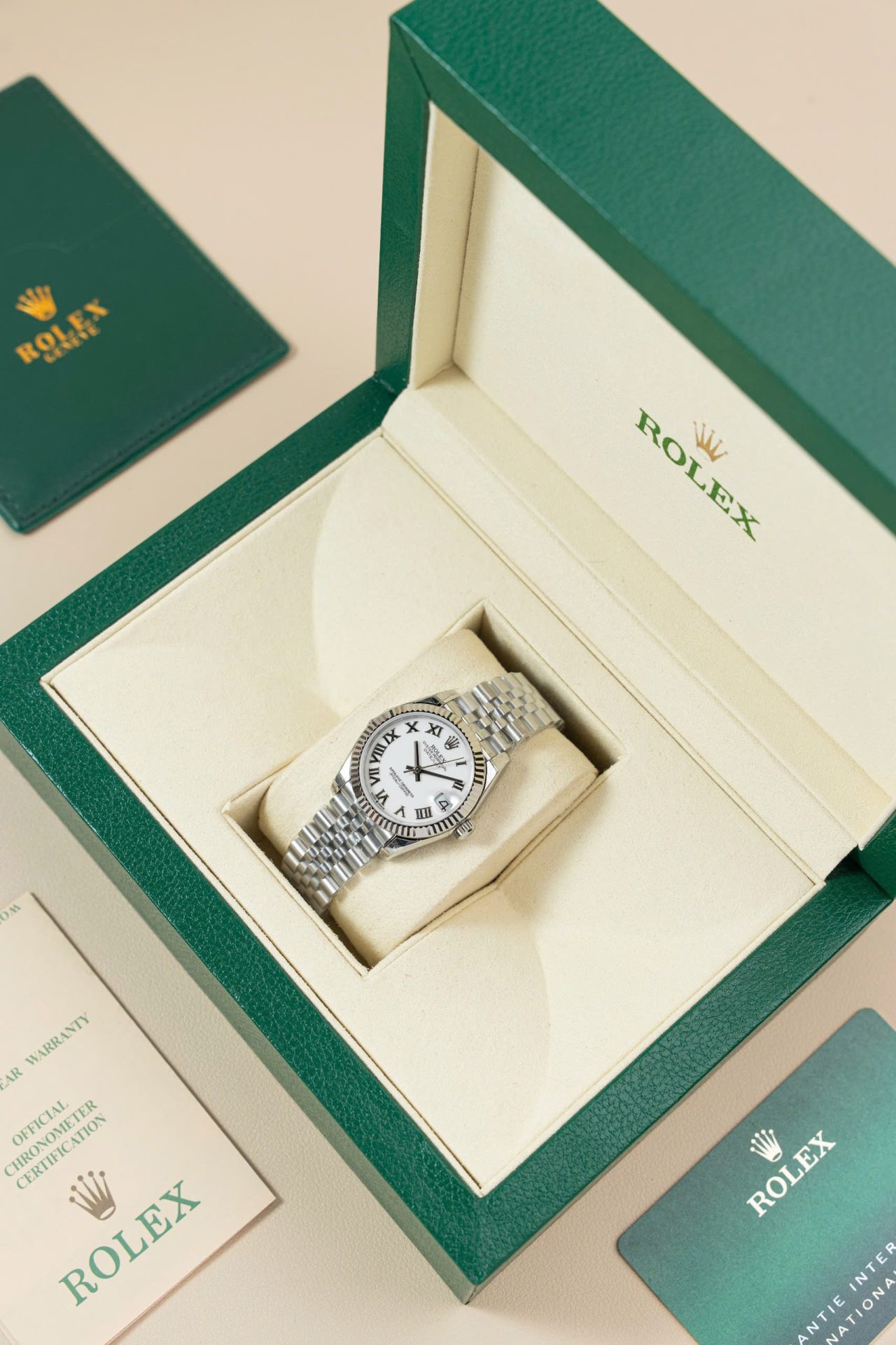 Rolex DateJust Lady Fake Watch White Dial Roman Numerals 31mm - Elite Watch Atelier