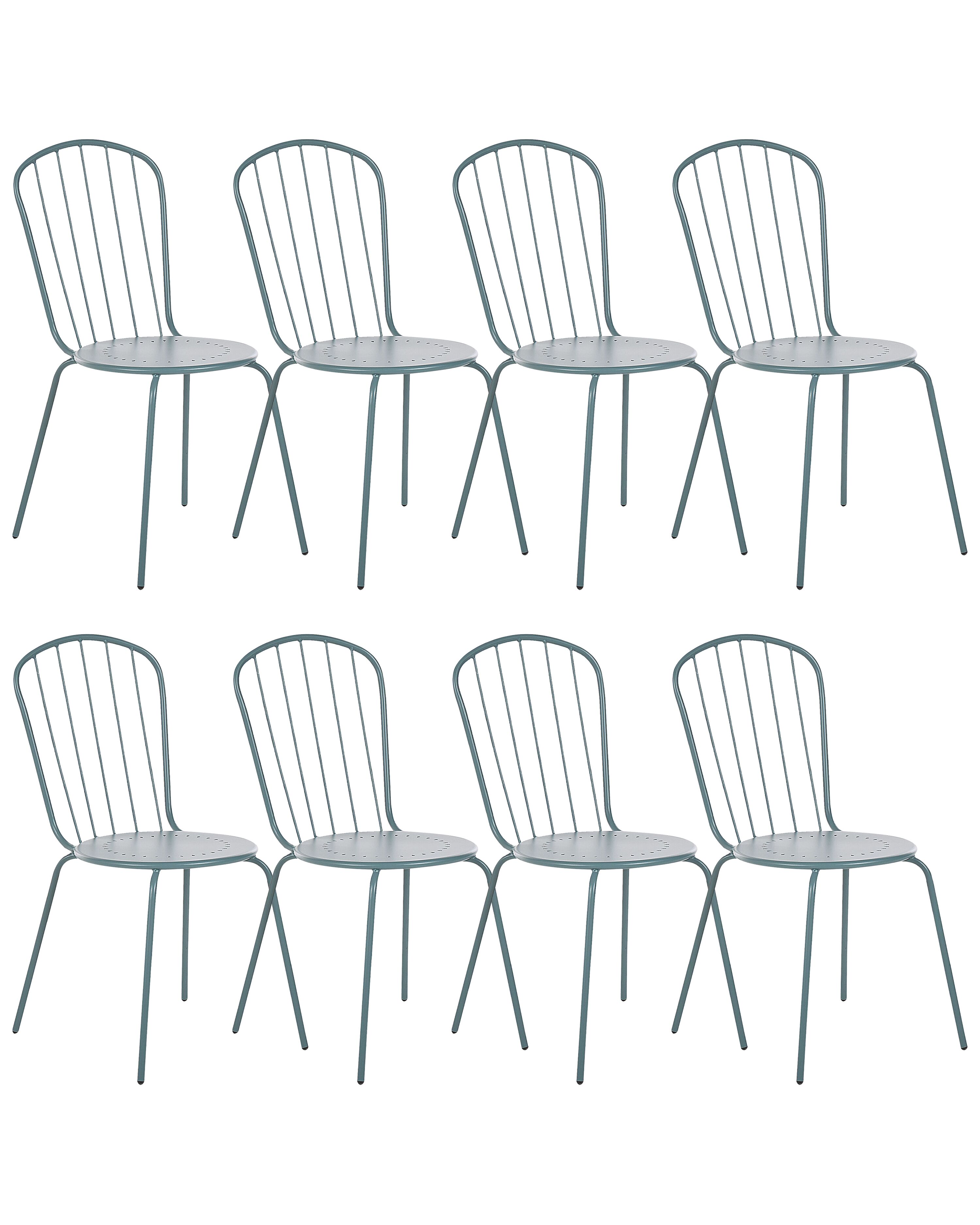 Set of 8 Chairs CALVI Metal Light Blue