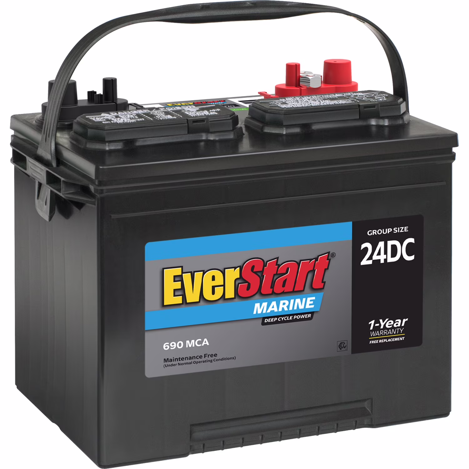 EverStart Lead Acid Marine & RV Deep Cycle Battery, Group Size 24DC 12 Volt, 690 MCA* - Image 2