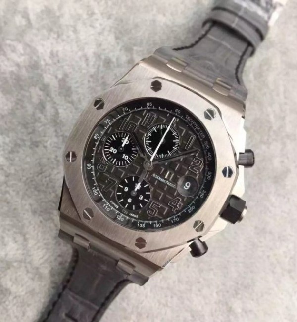 Replica Audemars Piguet JF Royal Oak Offshore Gray Theme Gray Leather Strap A3126 - Elite Watch Atelier