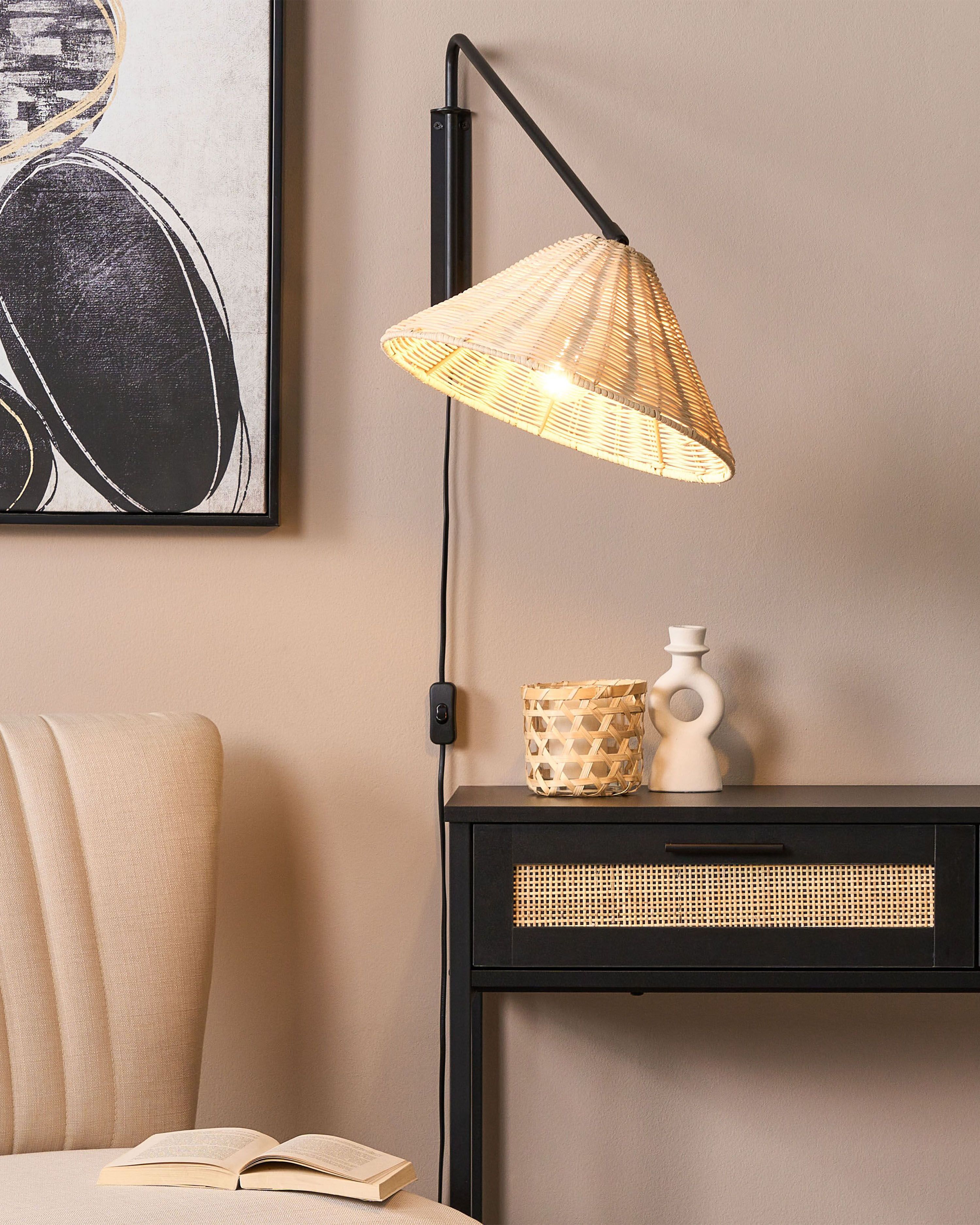 Wall Lamp PALENA Adjustable Rattan Natural