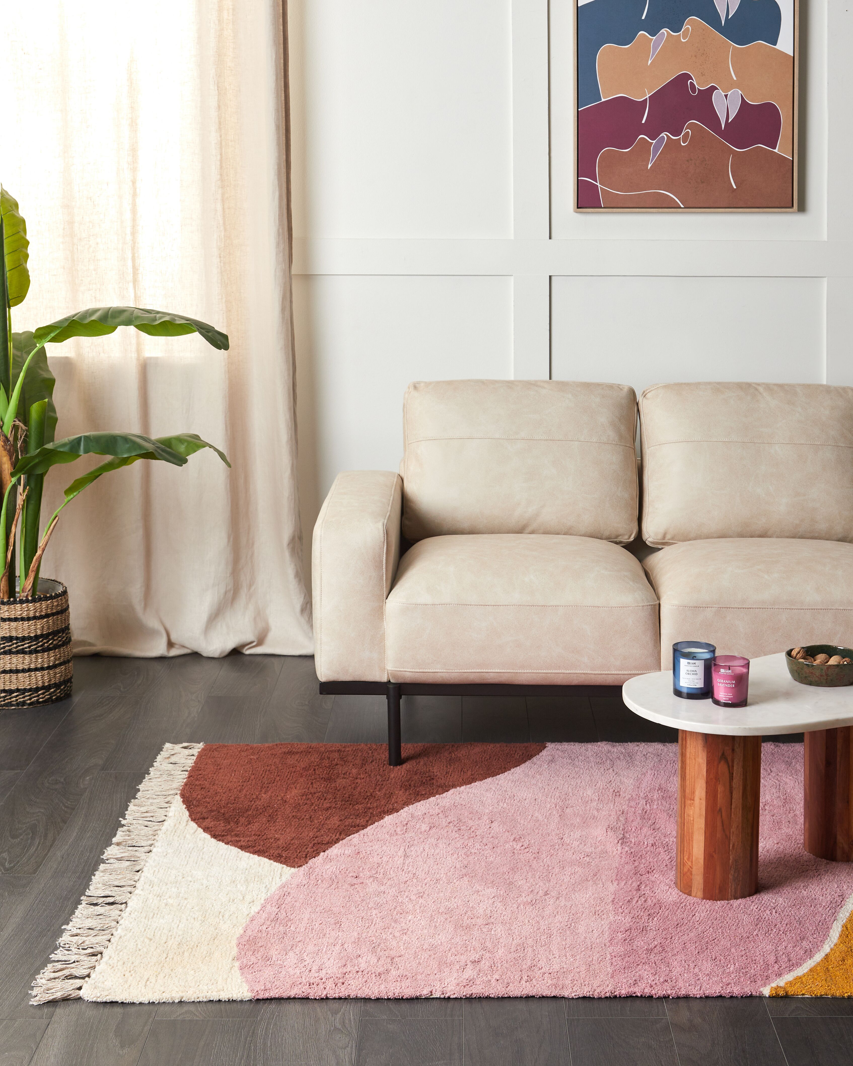 Rug XINALI Pink 140 x 200 cm Cotton