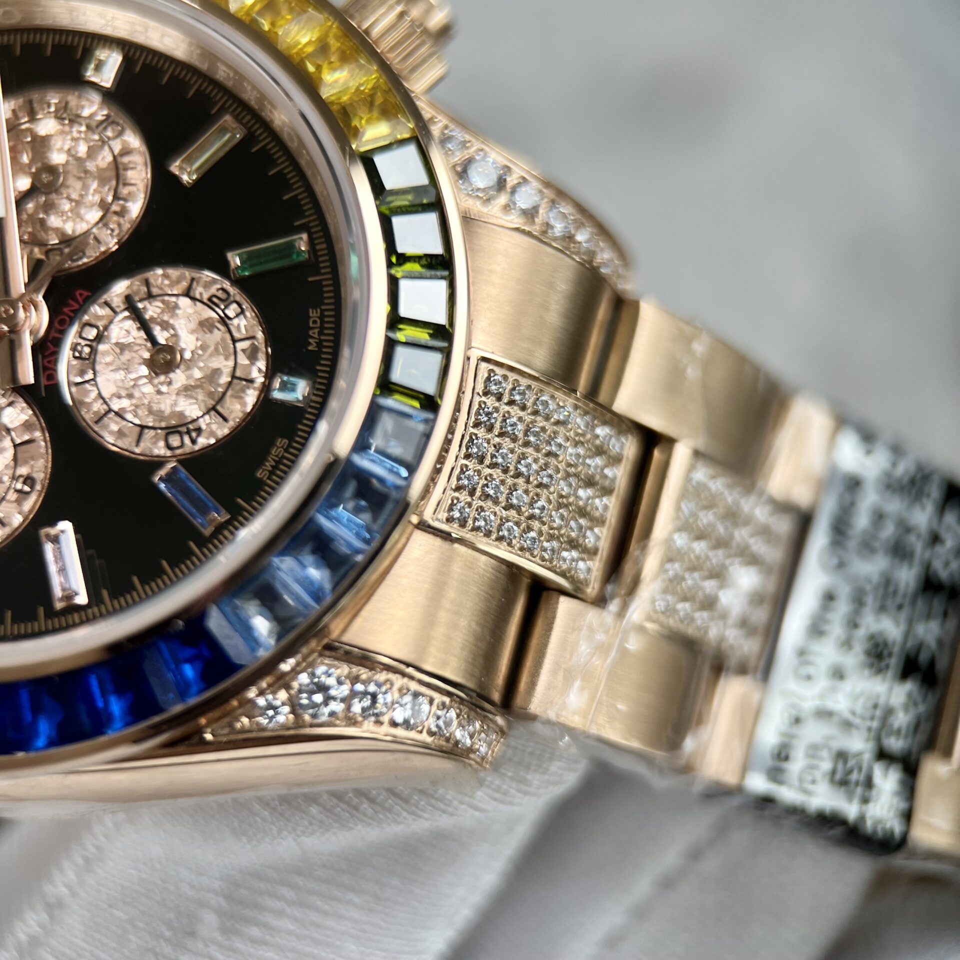 Rolex Replica 11 Watch Daytona Rainbow Rose Gold Plated  40mm - Elite Watch Atelier