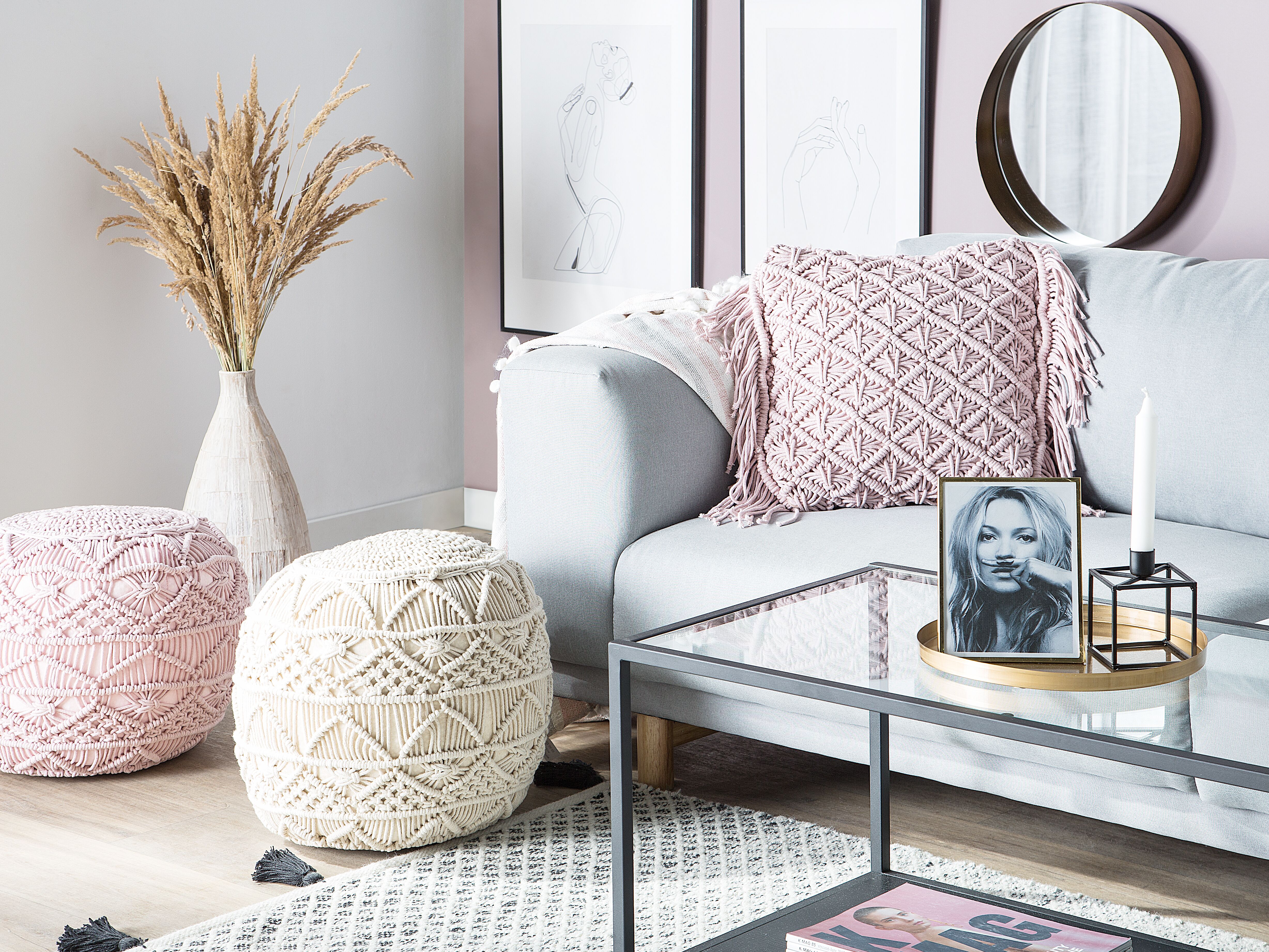Set of 2 Decorative Cushions YANIKLAR Cotton 40 x 40 cm Pink Geometric Pattern