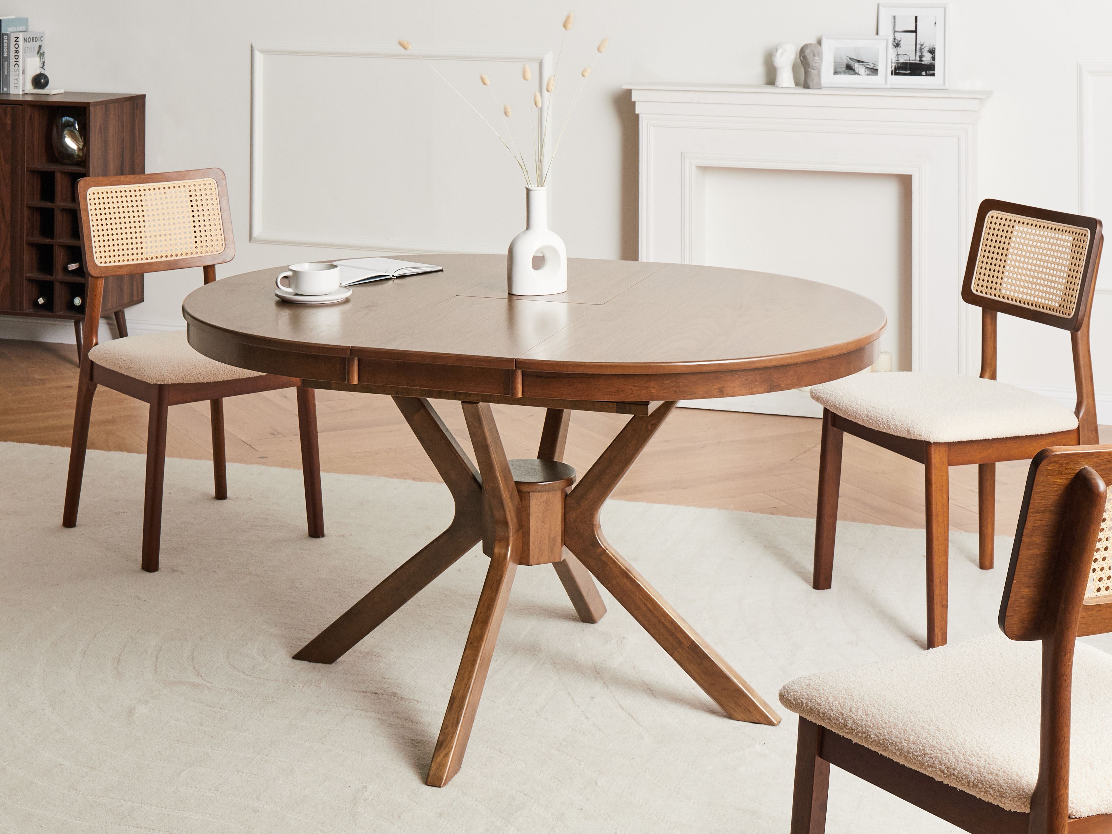 Extending Dining Table TYMIS Dark Oak 107/137 cm 107 cm