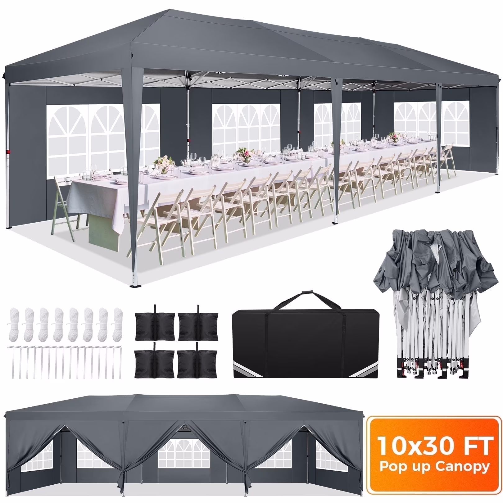SANOPY 10'x10' EZ Pop Up Canopy Tent Outdoor Party Instant Shelter Portable Folding Beach Canopy with 4 Sandbag & Carrying Bag, Black - Image 13