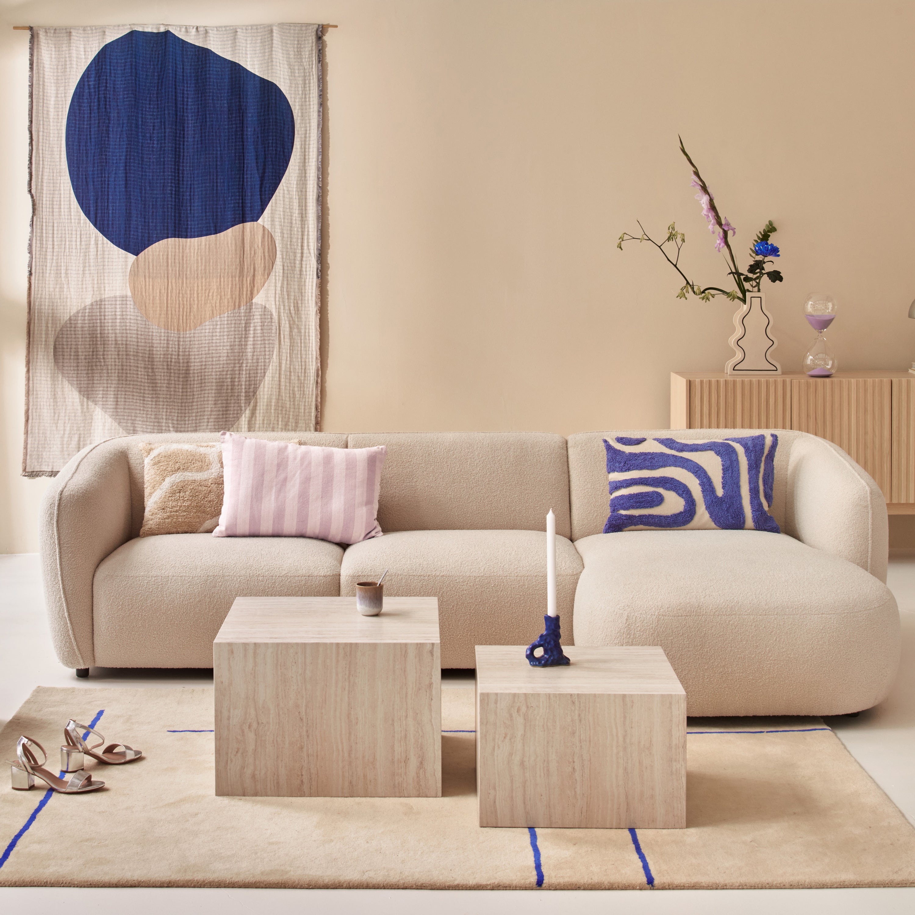 Blokker Linen Stripe Sierkussen 40 x 60 cm - Lavendel