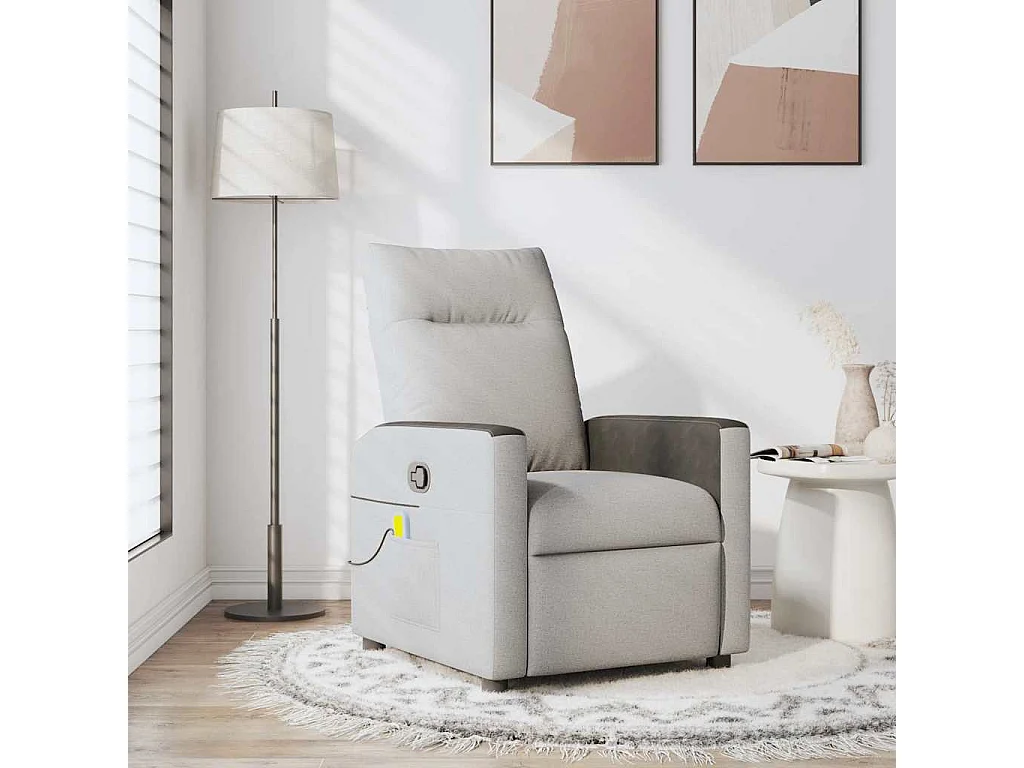 Fauteuil inclinable-Chaise de relax-Fauteuil de Massage gris nuage tissu SHL4324
