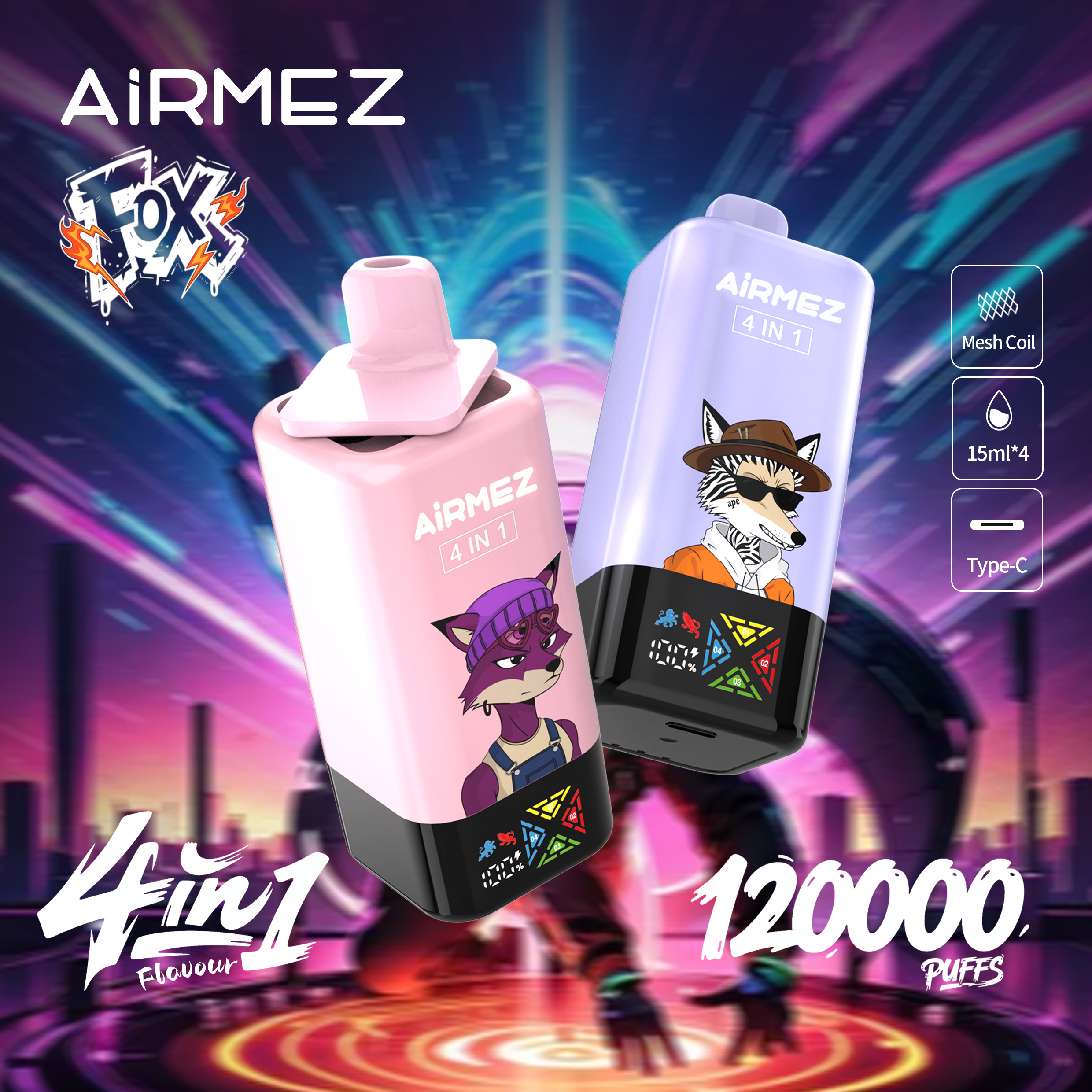 Airmez FOX 4-in-1 120000 Puffs – Quad Flavor Beast