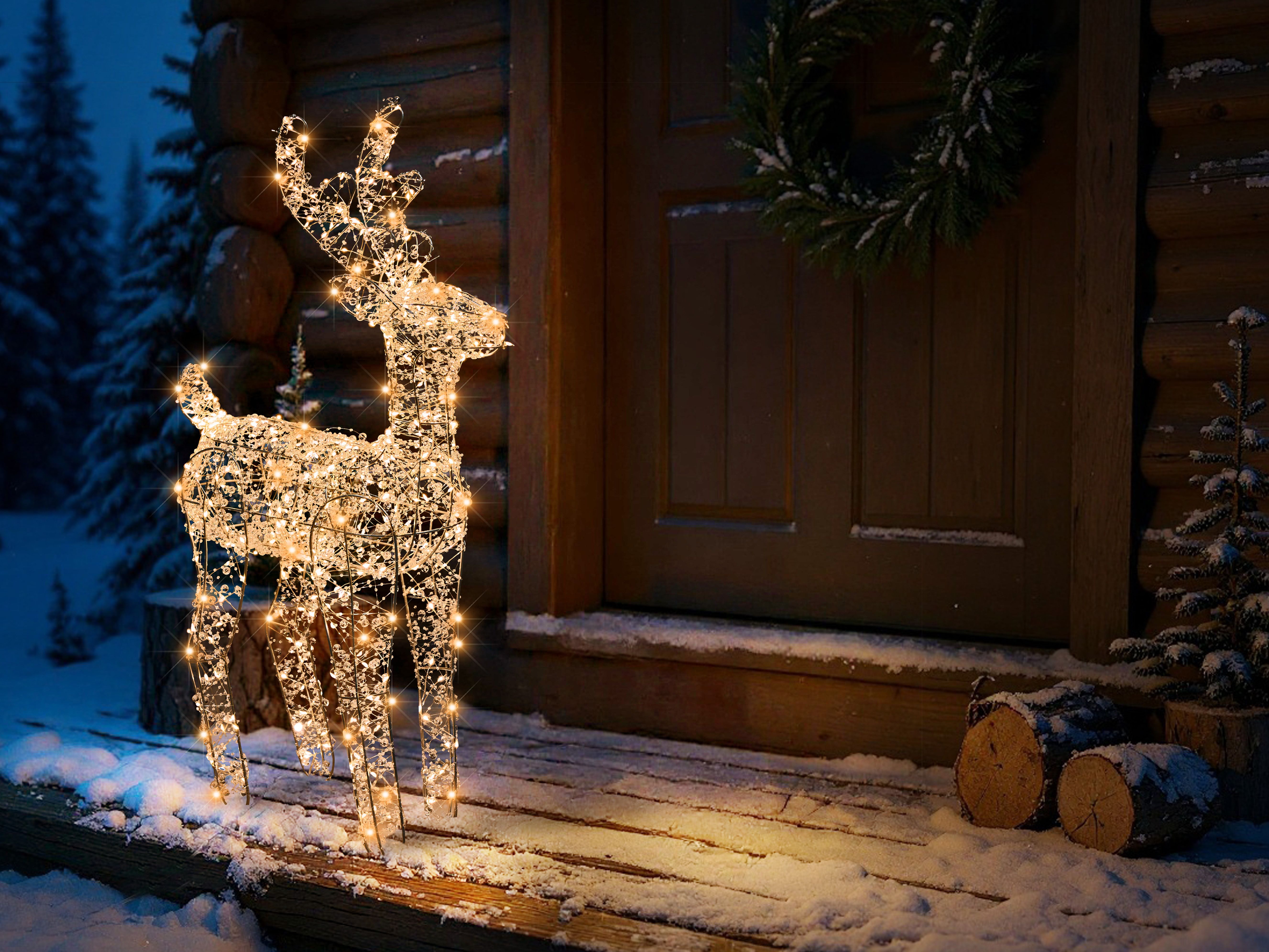 Outdoor Decoration LED OLDENOR Reindeer 70 cm Silver