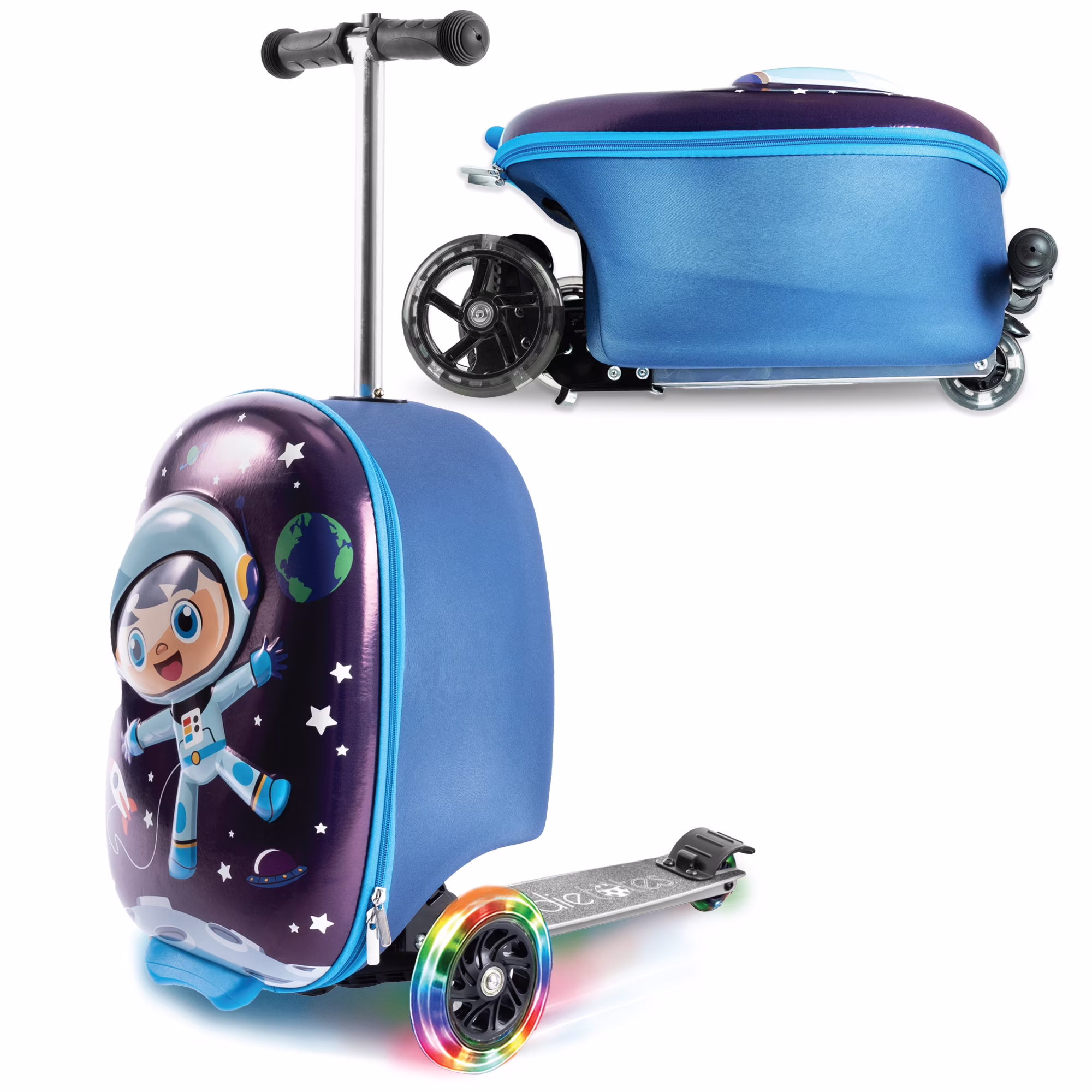 Kiddietotes Kid's Hard Shell Scooter Ride On Suitcase, Pink - Image 5