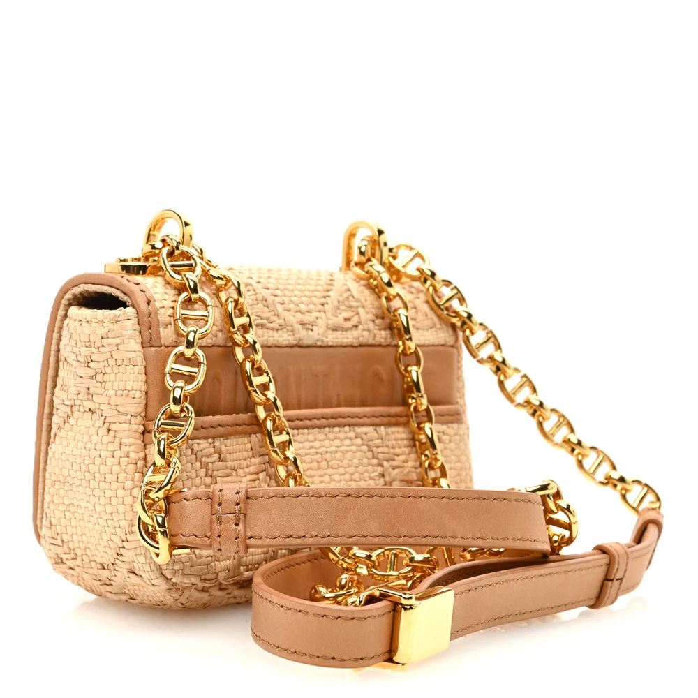Dior Natural Raffia Macro Cannage Micro Caro Bag Gold Hardware Replica1:1High-quality replica