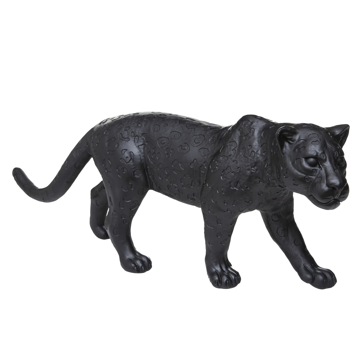 Leopard statue, resin Black, H.28 cm