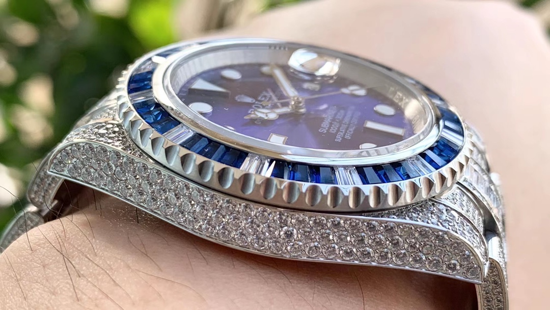 Rolex Submariner Diamond Pav�� Special-Blue Diamonds-full diamonds-40MM(1:1 replica) - Top club