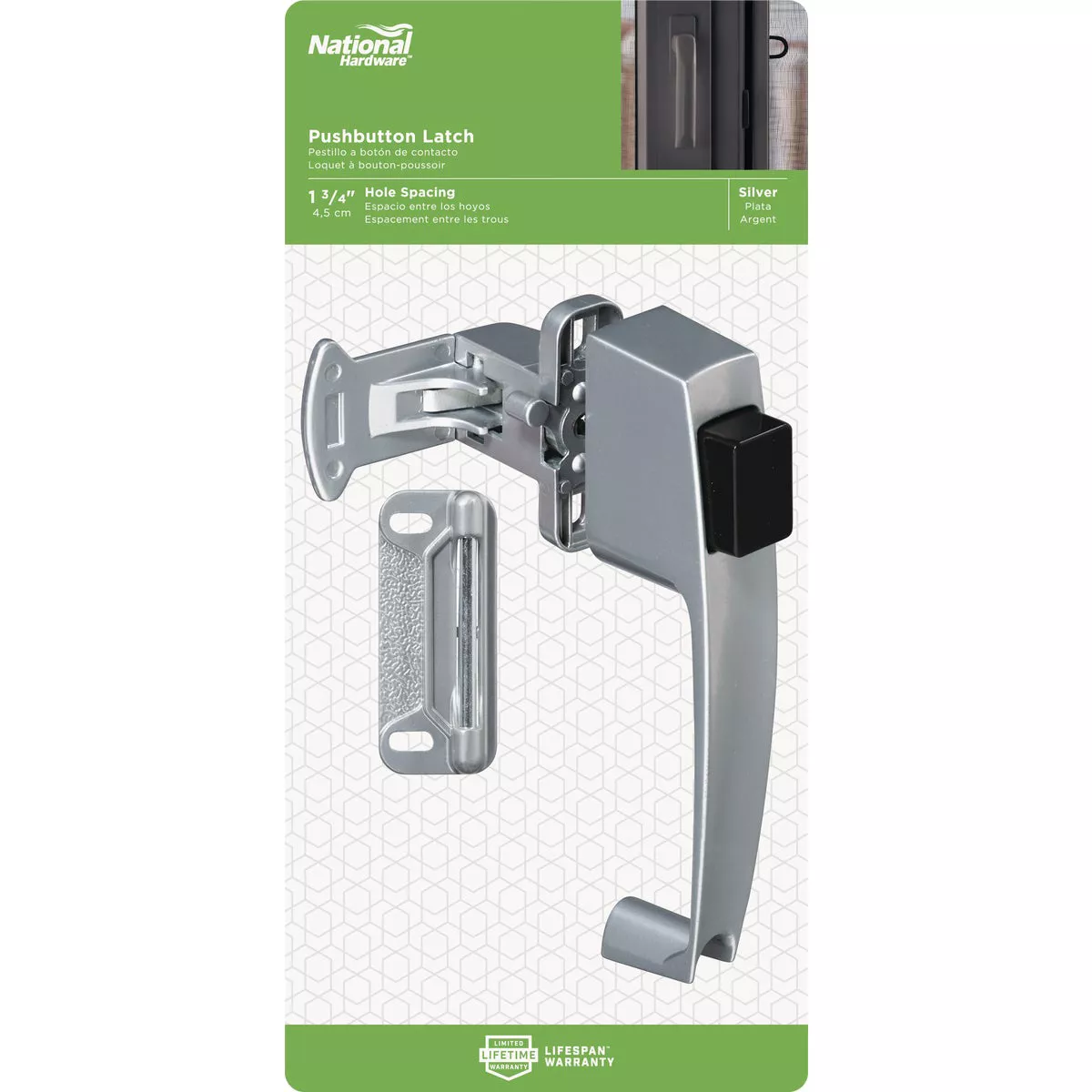 National Hardware Silver Push Button Latch