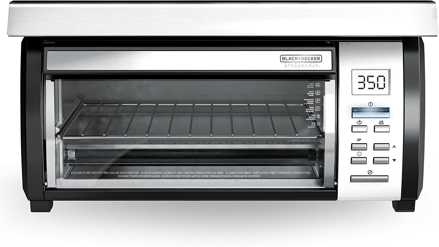 BLACK DECKER SpaceMaker Under Counter Toaster Oven, Digital Controls, Black/Stainless Steel, Fits 9测 Pizza or 4 Slices