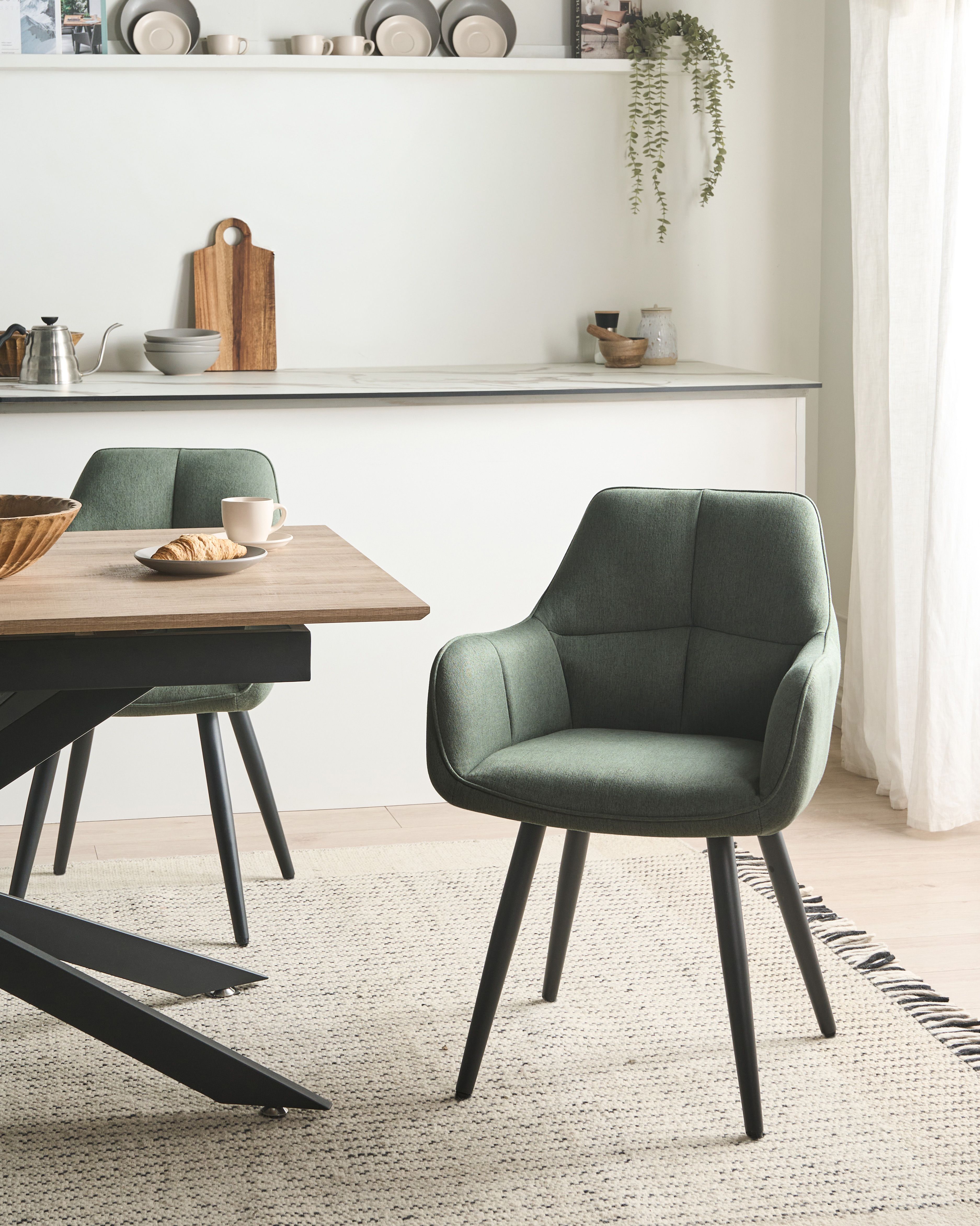 Set of 2 Dining Chairs TIRANO Faux Linen Green