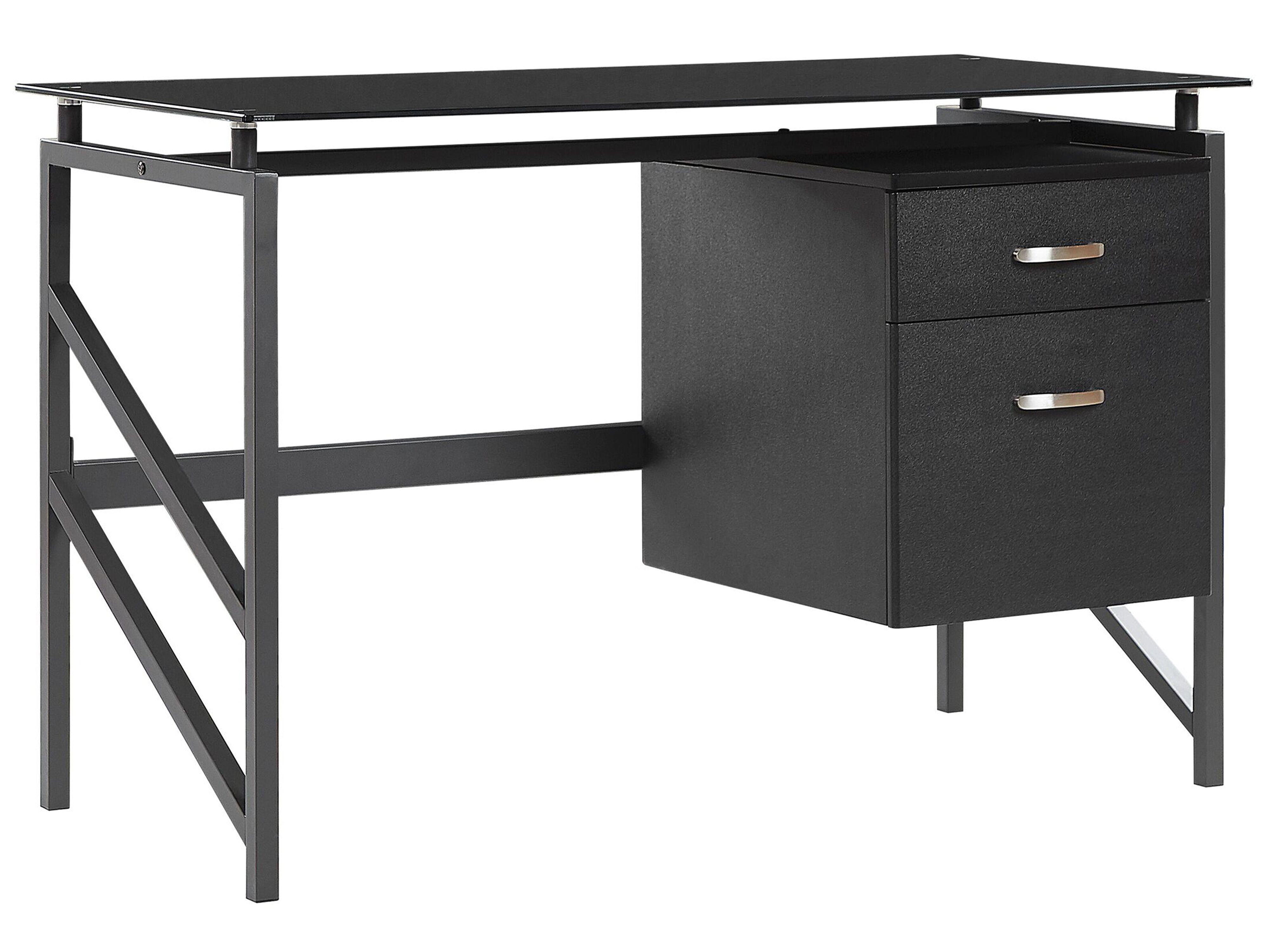 Home Office Desk MORITON Black 117 cm 57 cm with Storage
