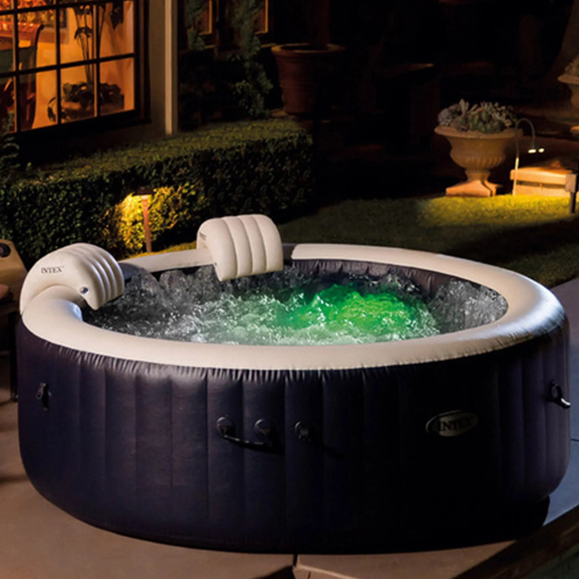 Intex PureSpa Plus 6 Person Inflatable Round Hot Tub with 170 AirJets, Blue - Image 8