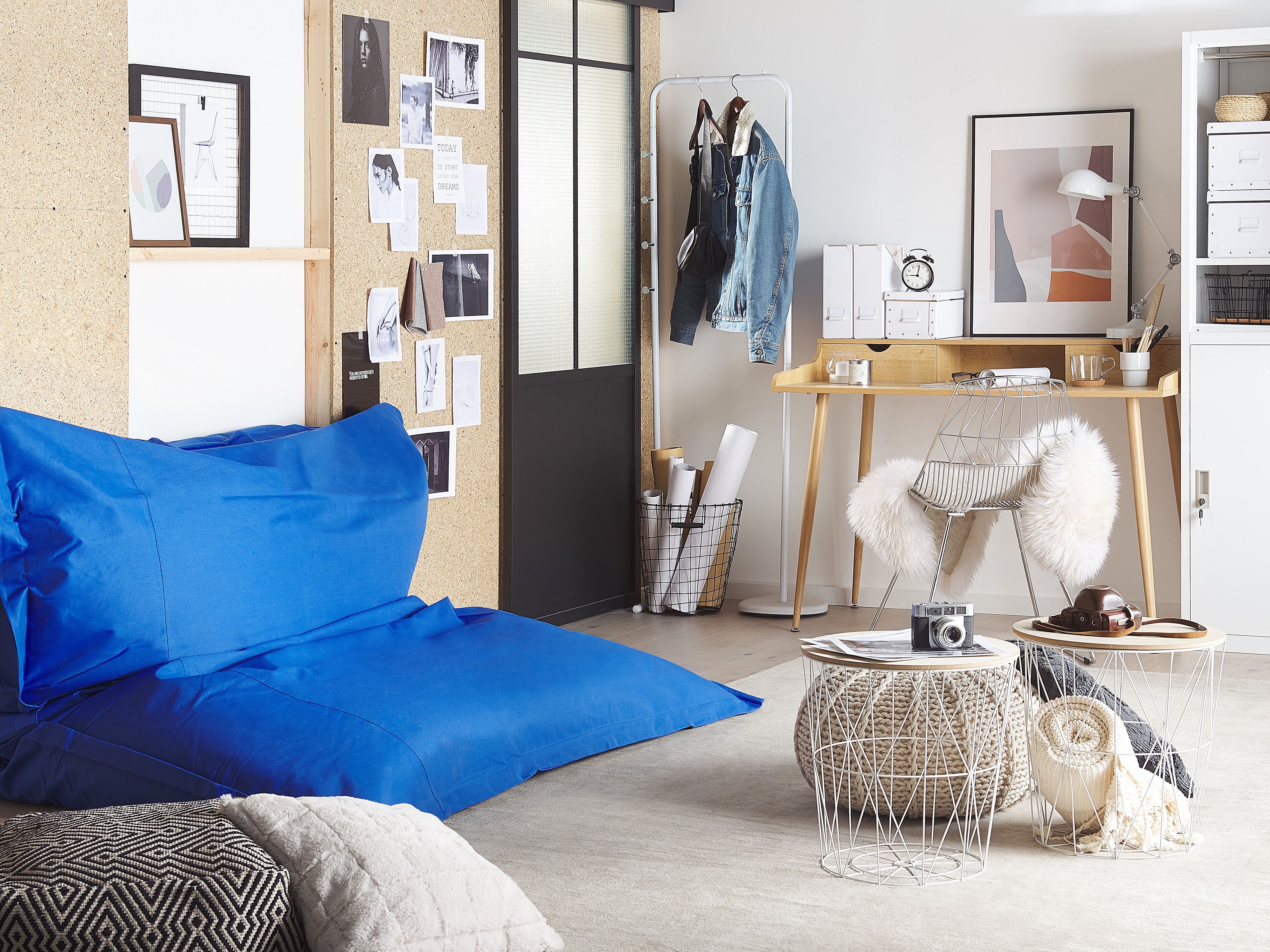 Bean Bag 600 L FUZZY 180 cm 230 cm Dark Blue