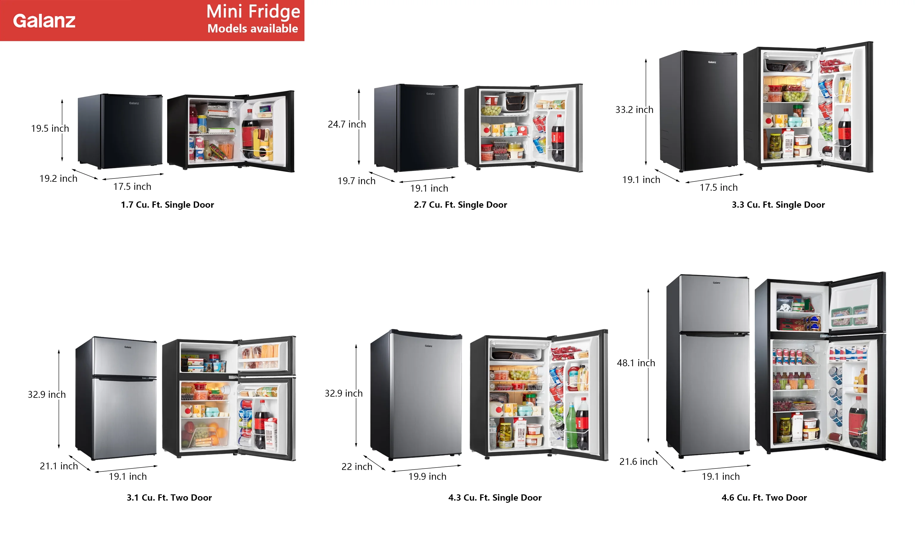 Galanz 3.3 Cu ft One Door Mini Fridge, Black Estar, New - Image 11