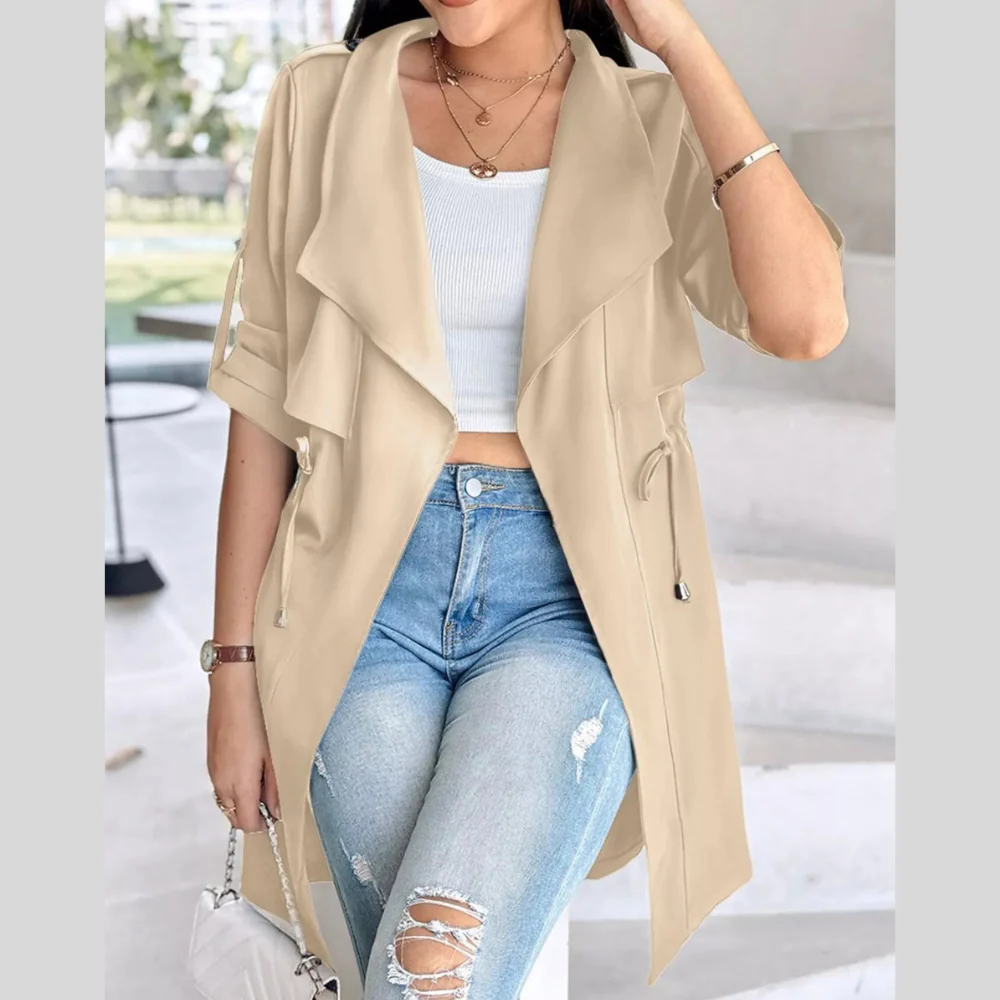 Drape Collar Lightweight Trench Coat - ZKZOOK