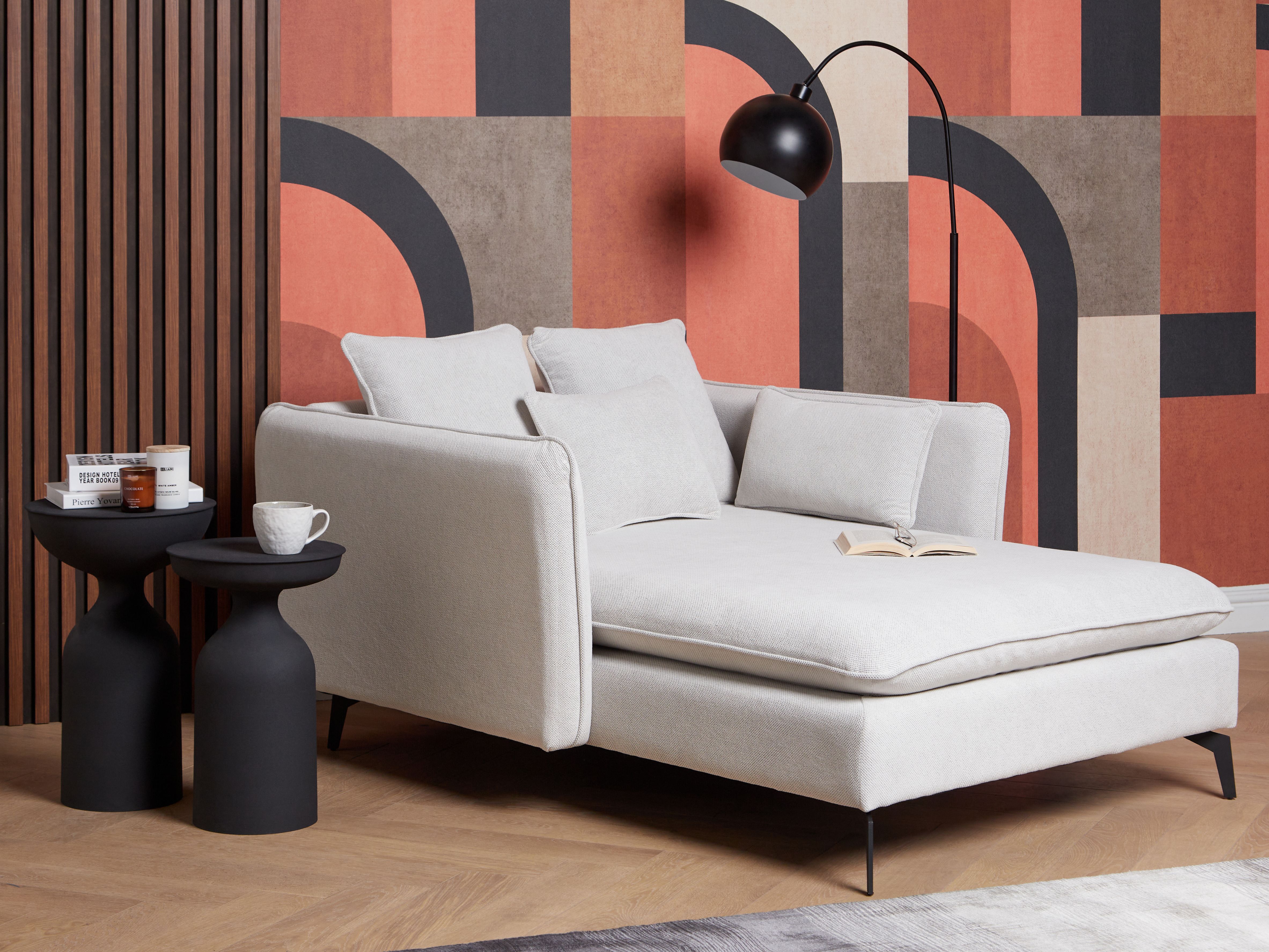 Chaise Longue CHARMES Fabric Light Beige