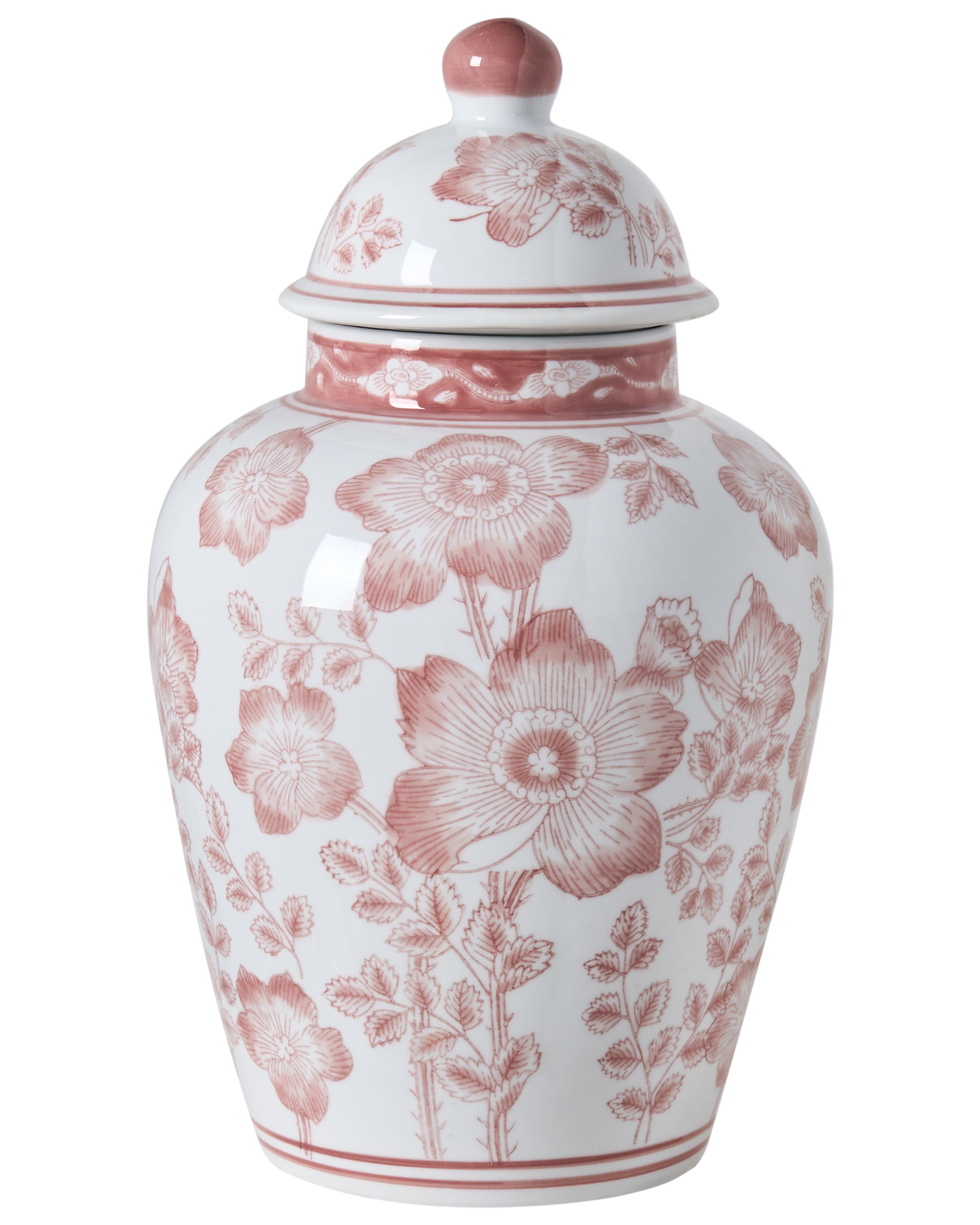 Lidded Vase MOGUER Porcelain 36 cm Red/ White