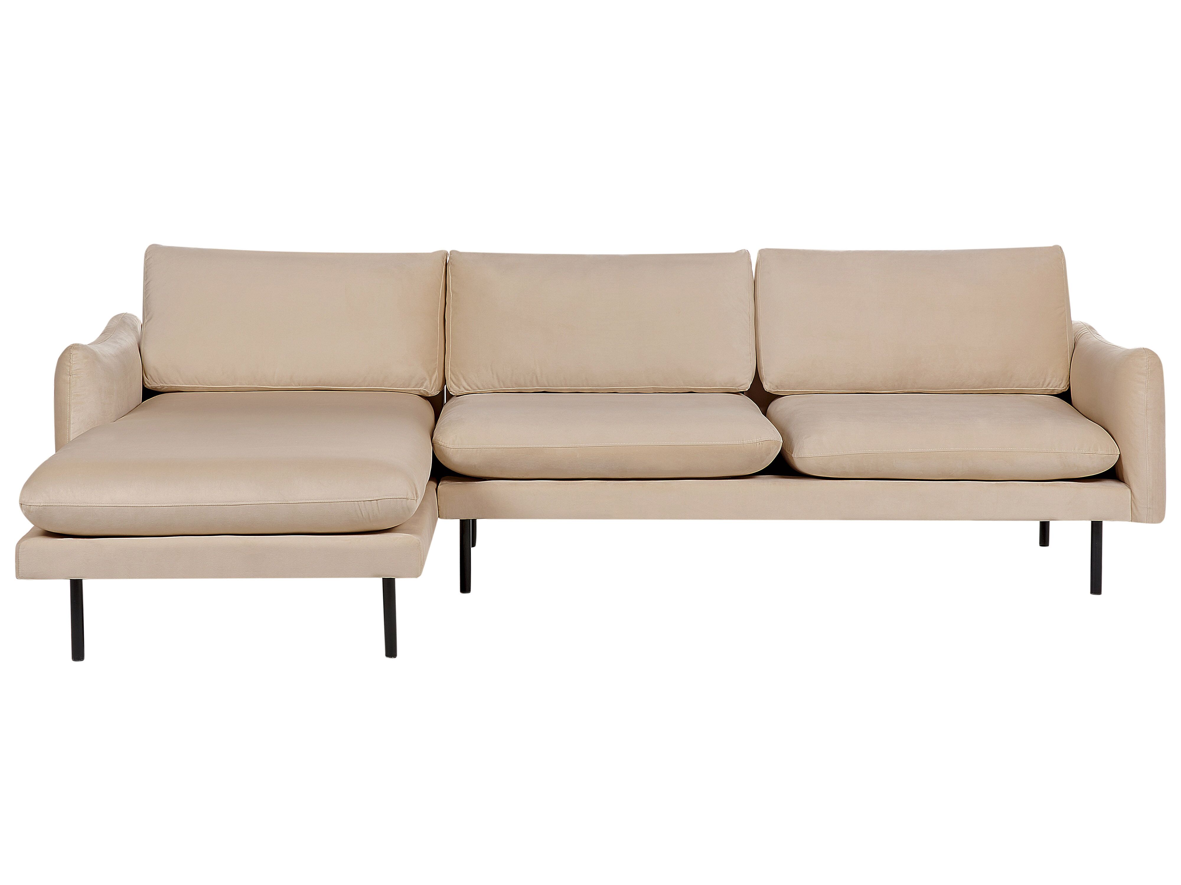 Corner Sofa 4 Seater VINTERBRO Velvet Beige Right Hand