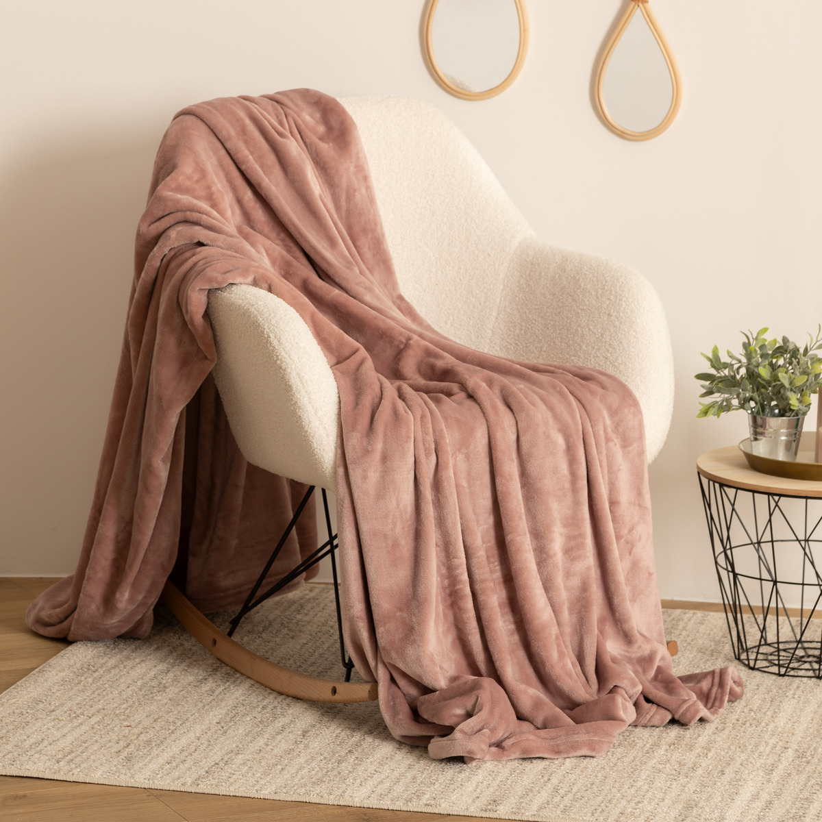 Flannel plaid Pink, 180x230 cm