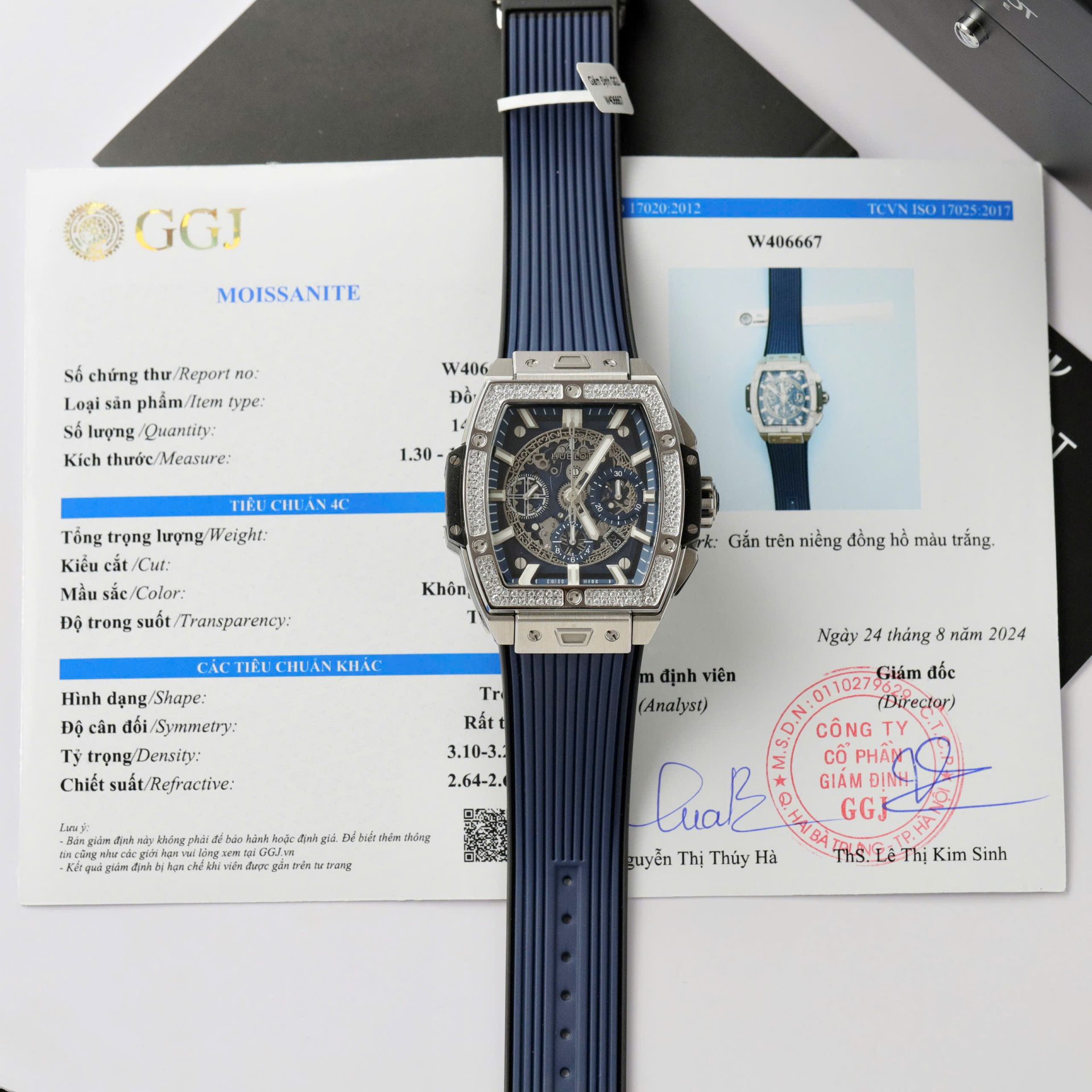Hublot Spirit Of Big Bang Titanium Dial Blue Custom Moissanite Diamonds Hong Kong 42mm - Elite Watch Atelier