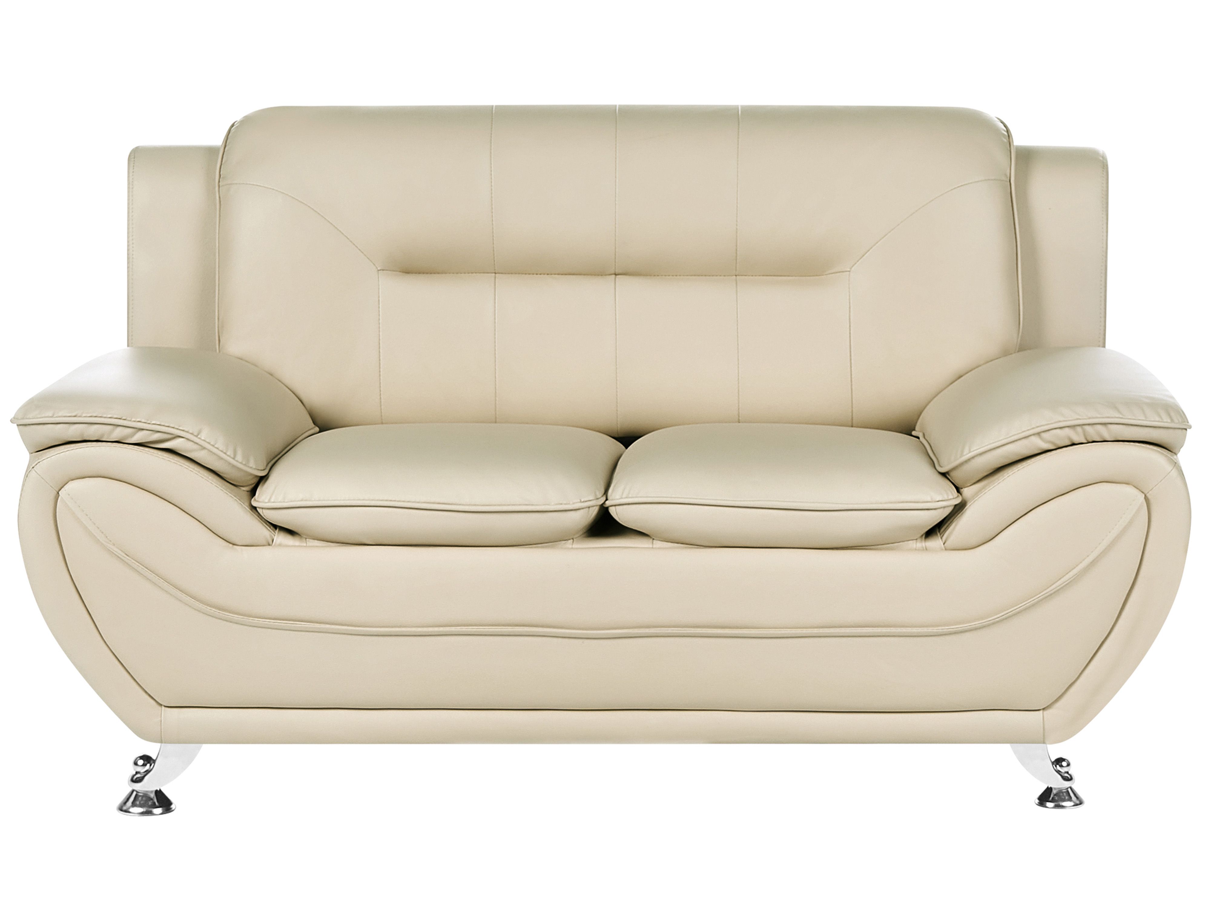 Sofa 2 Seater LEIRA Faux Leather Beige