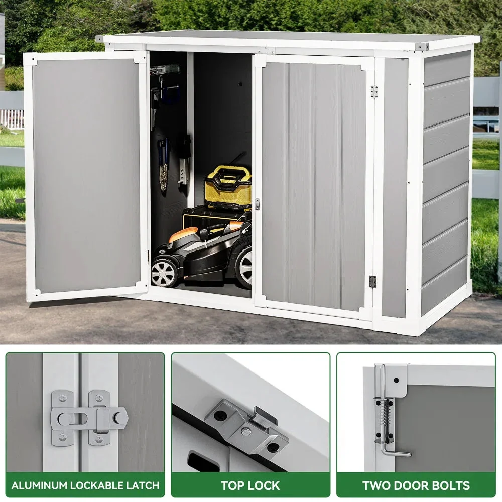 Seizeen Outdoor Resin Storage Shed, 41 Cu. Ft. / 306 Gal, Gray, 3 Doors With Floor - Image 8 Seizeen Outdoor Resin Storage Shed, 41 Cu. Ft. / 306 Gal, Gray, 3 Doors With Floor - Image 8